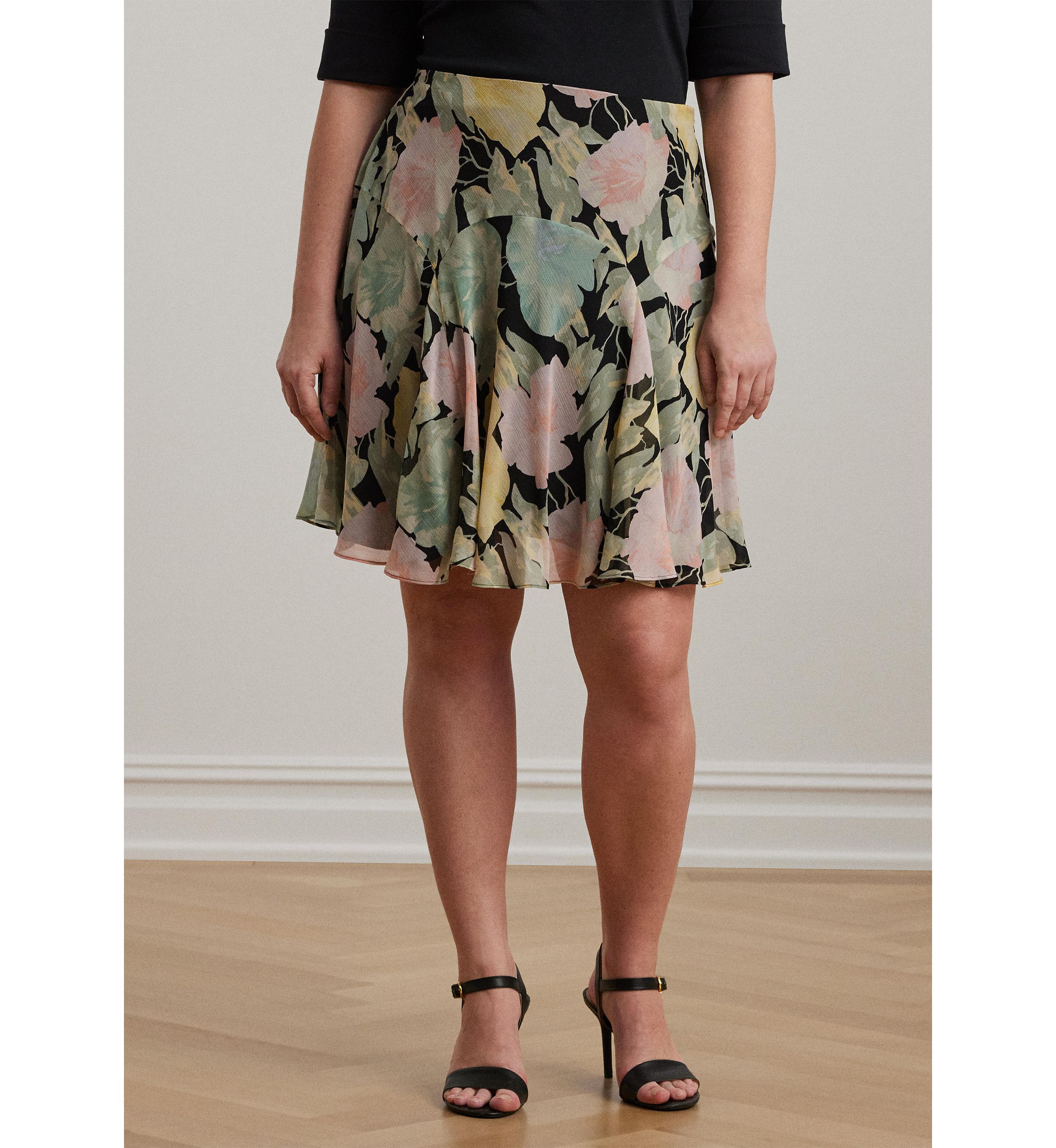 Plus Size Floral Crinkle Georgette Skirt
