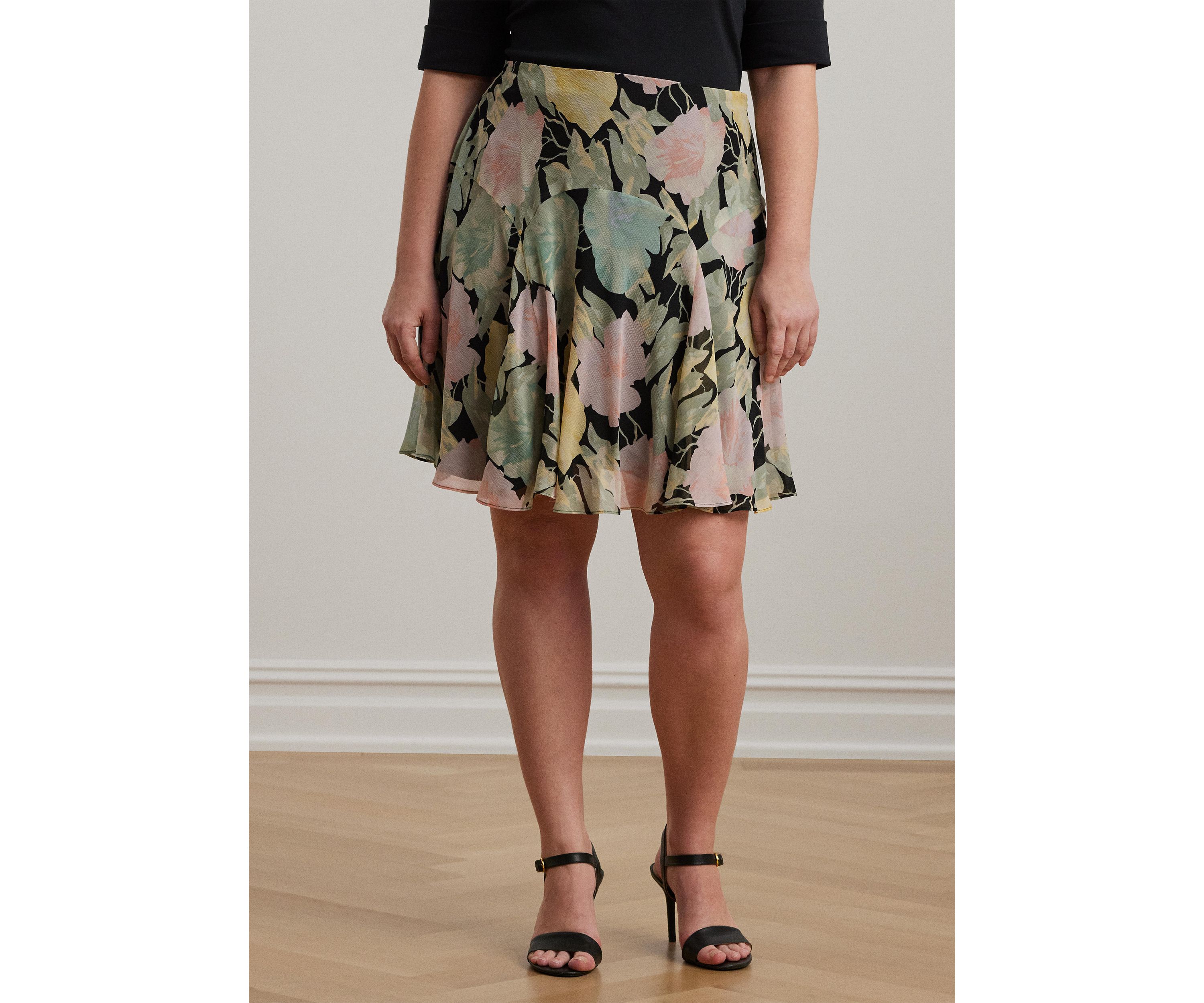 Plus Size Floral Crinkle Georgette Skirt