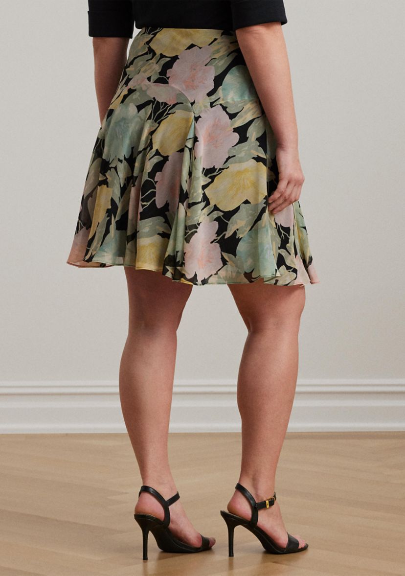 Plus Size Floral Crinkle Georgette Skirt