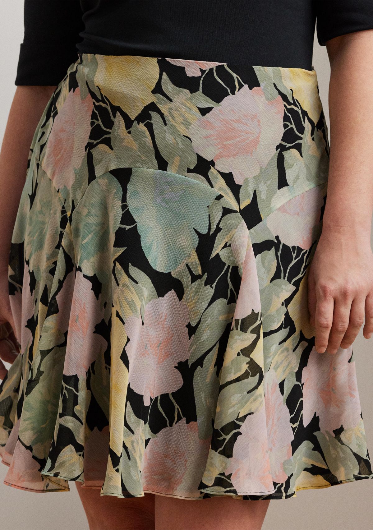 Plus Size Floral Crinkle Georgette Skirt