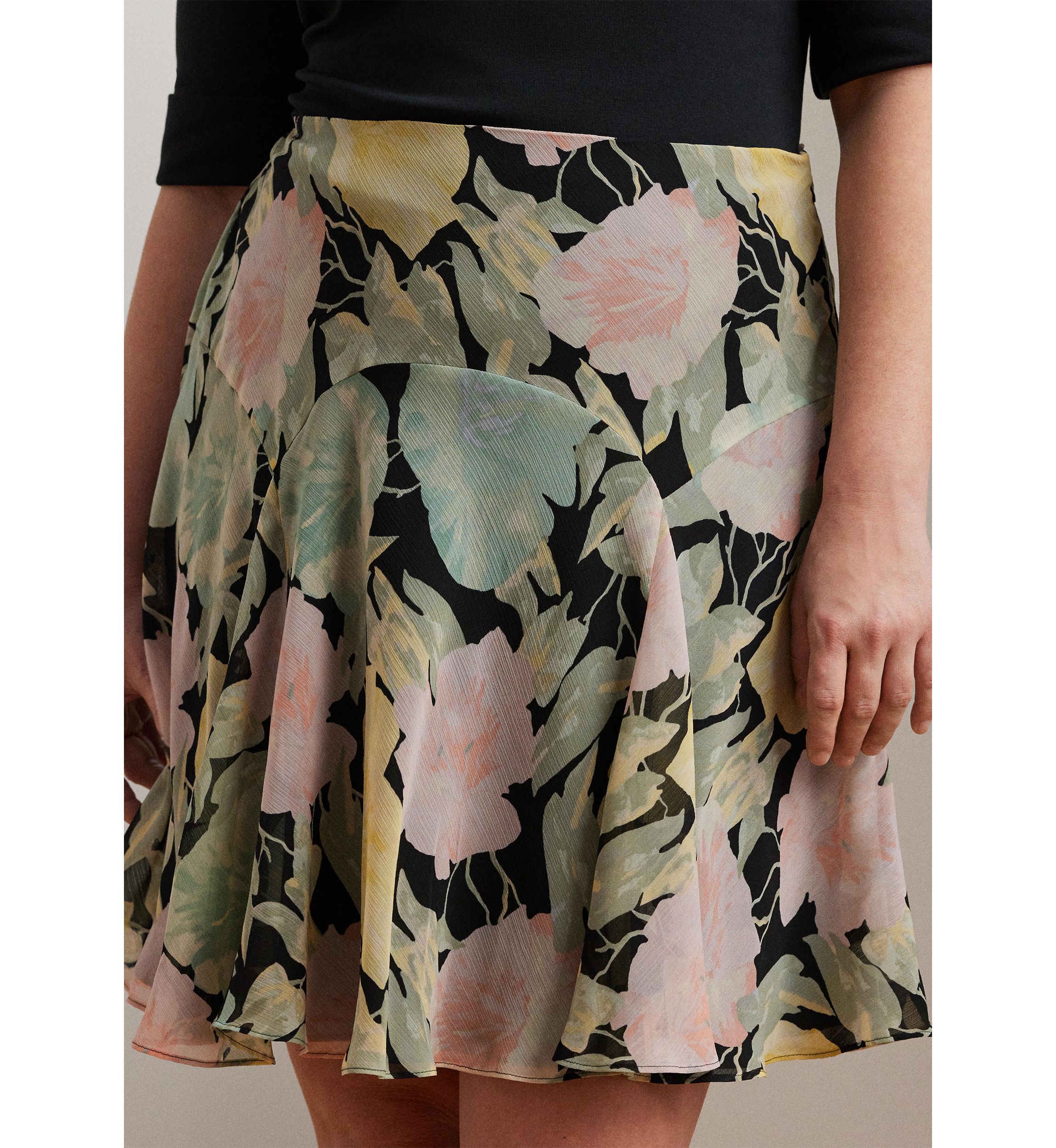 Plus Size Floral Crinkle Georgette Skirt