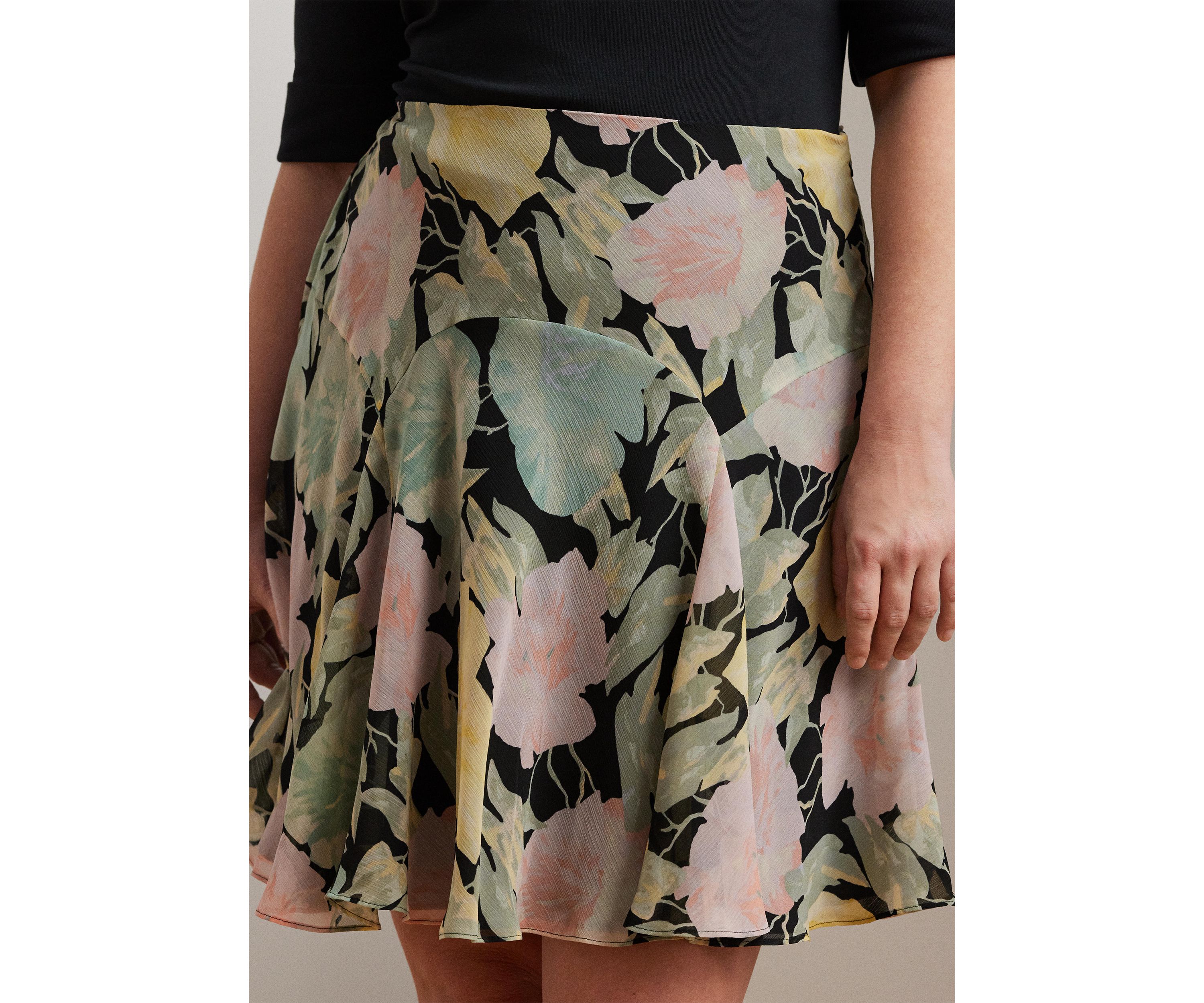 Plus Size Floral Crinkle Georgette Skirt