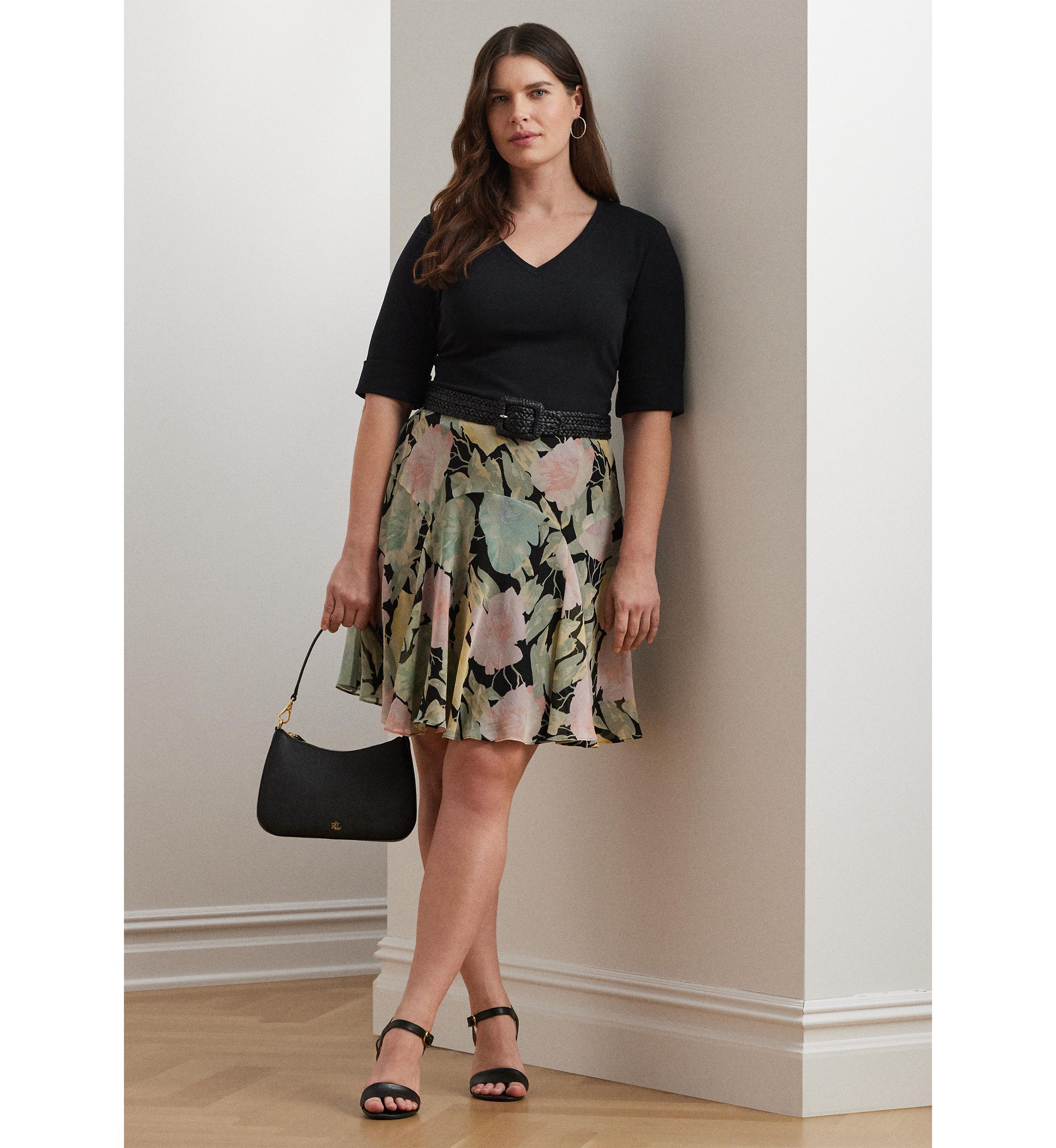 Plus Size Floral Crinkle Georgette Skirt