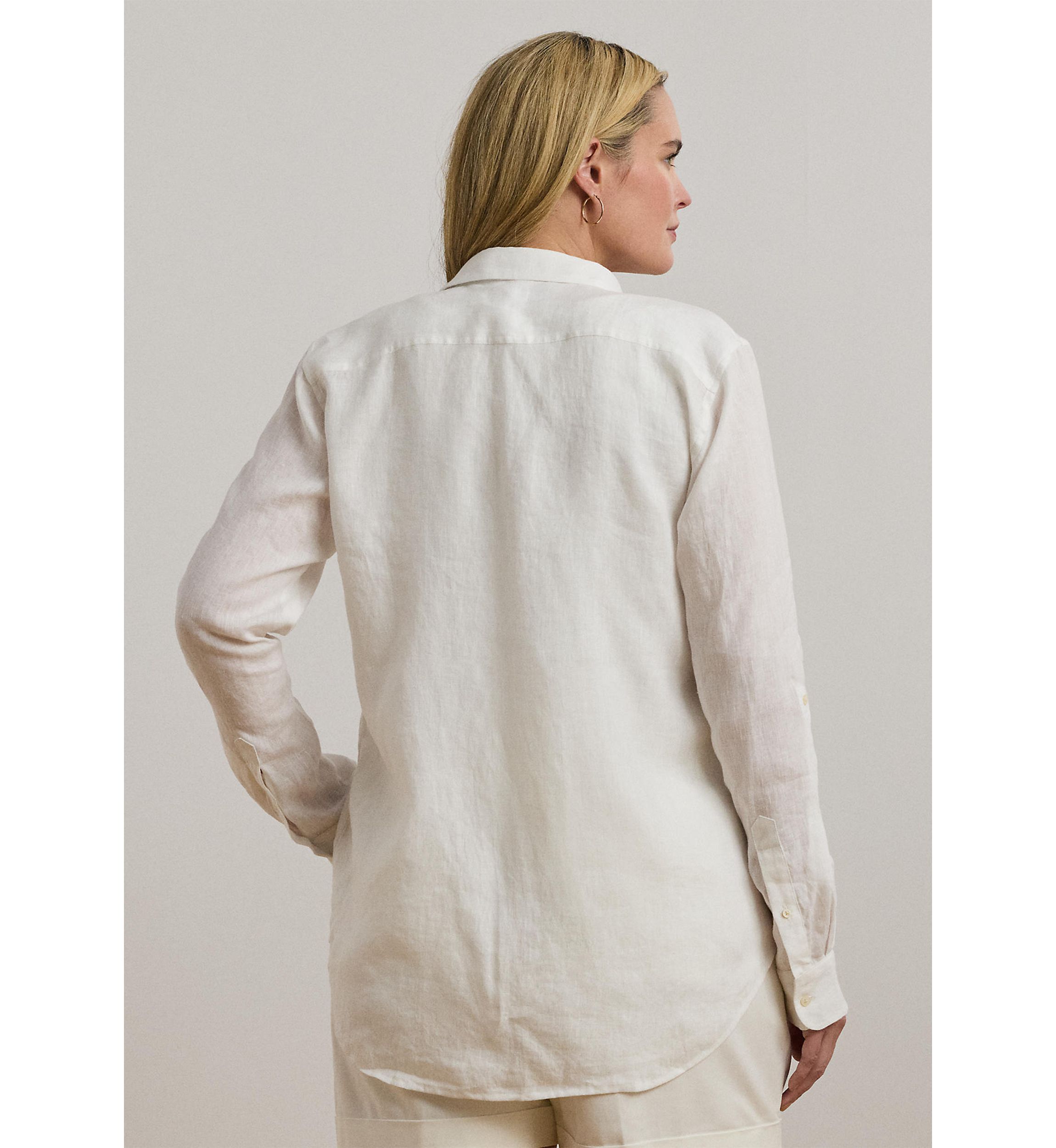 Plus Size Relaxed Fit Print Roll-Tab Sleeve Shirt