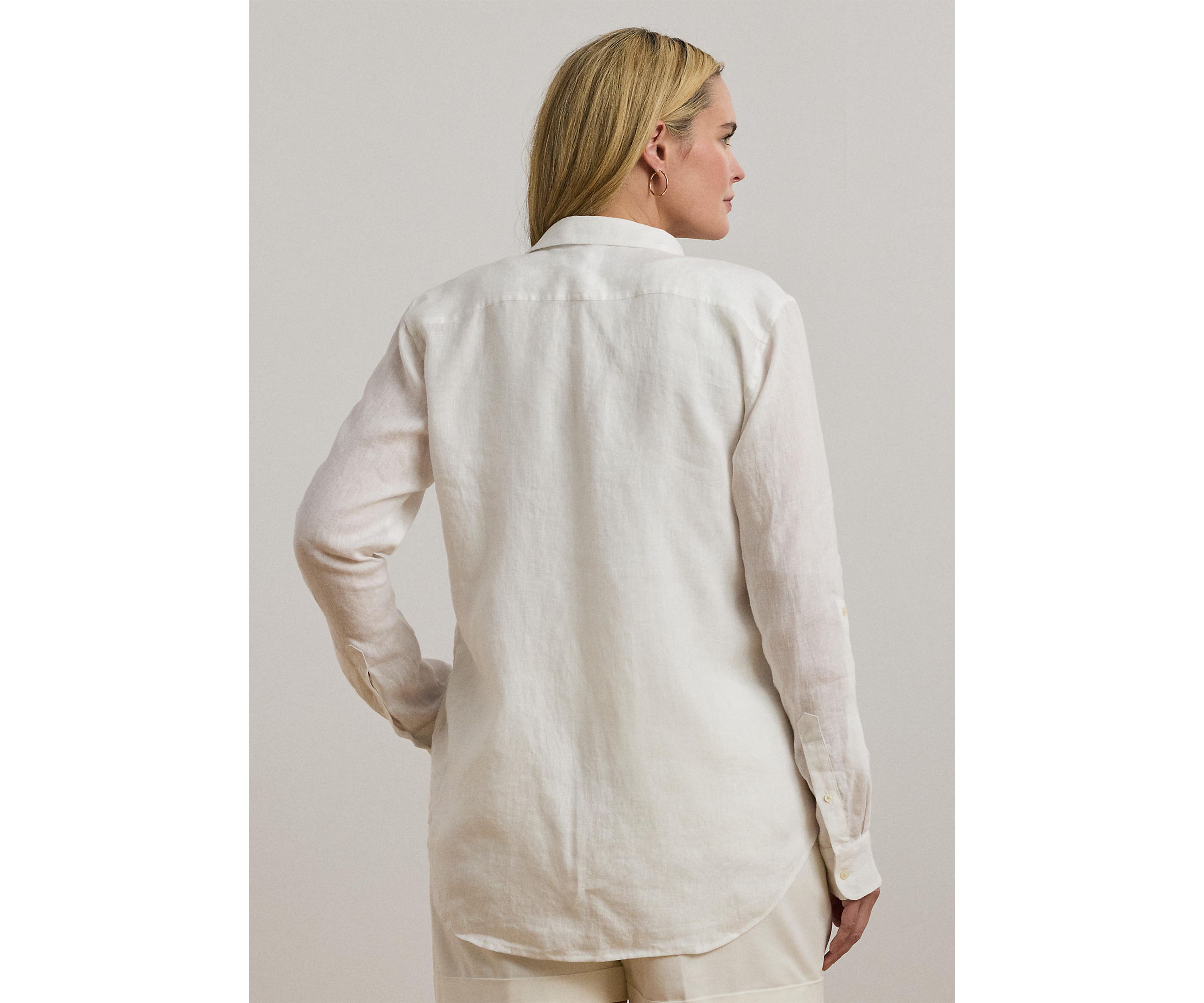 Plus Size Relaxed Fit Print Roll-Tab Sleeve Shirt