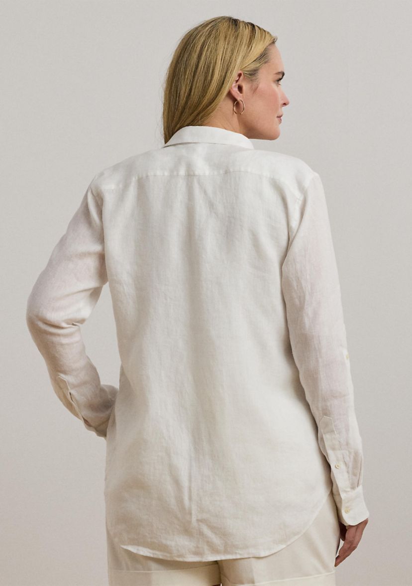 Plus Size Relaxed Fit Print Roll-Tab Sleeve Shirt