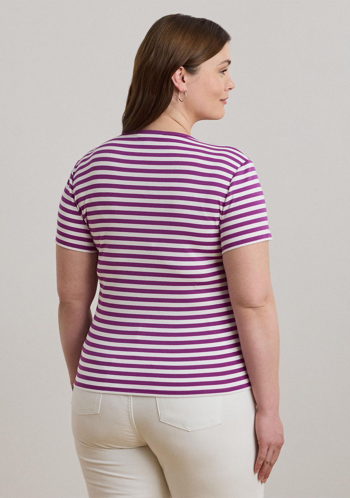 Striped Stretch Cotton Crew Neck T-Shirt
