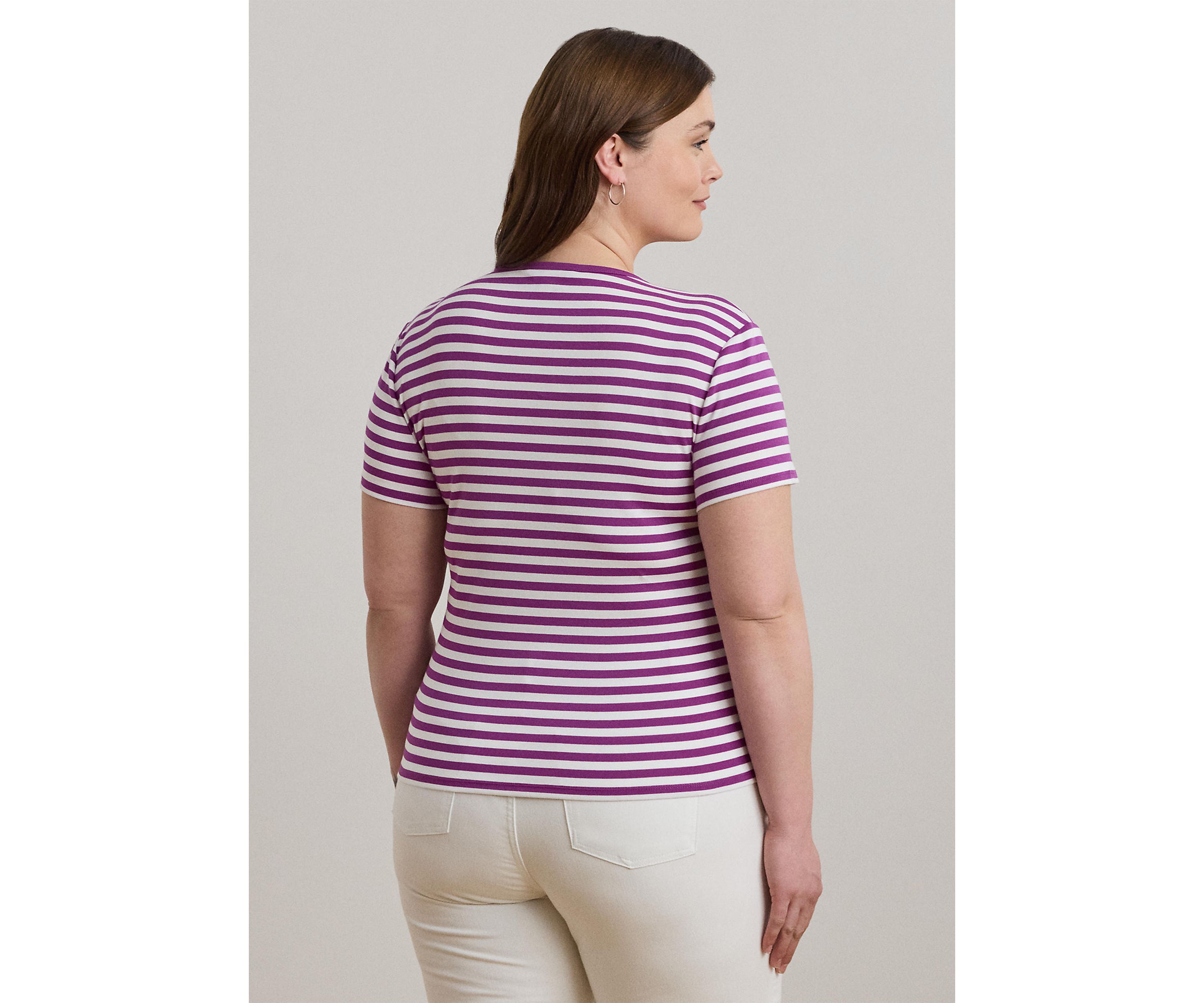 Striped Stretch Cotton Crew Neck T-Shirt
