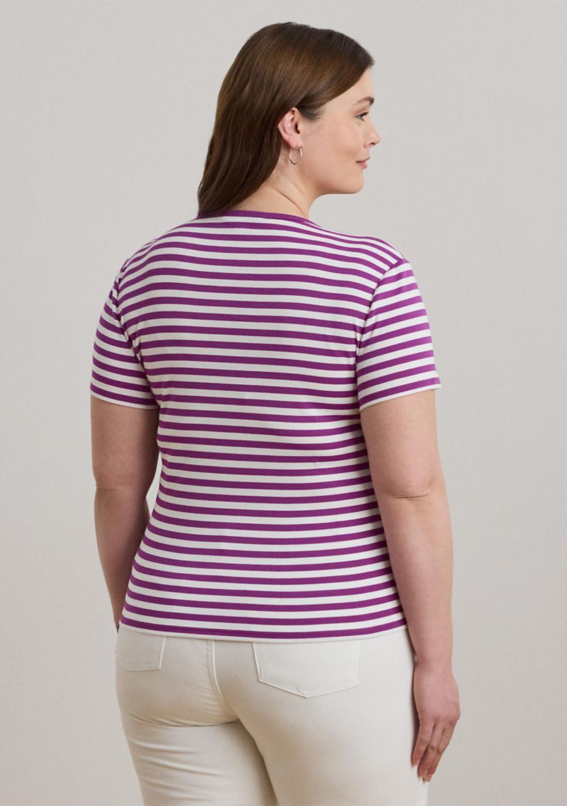 Striped Stretch Cotton Crew Neck T-Shirt