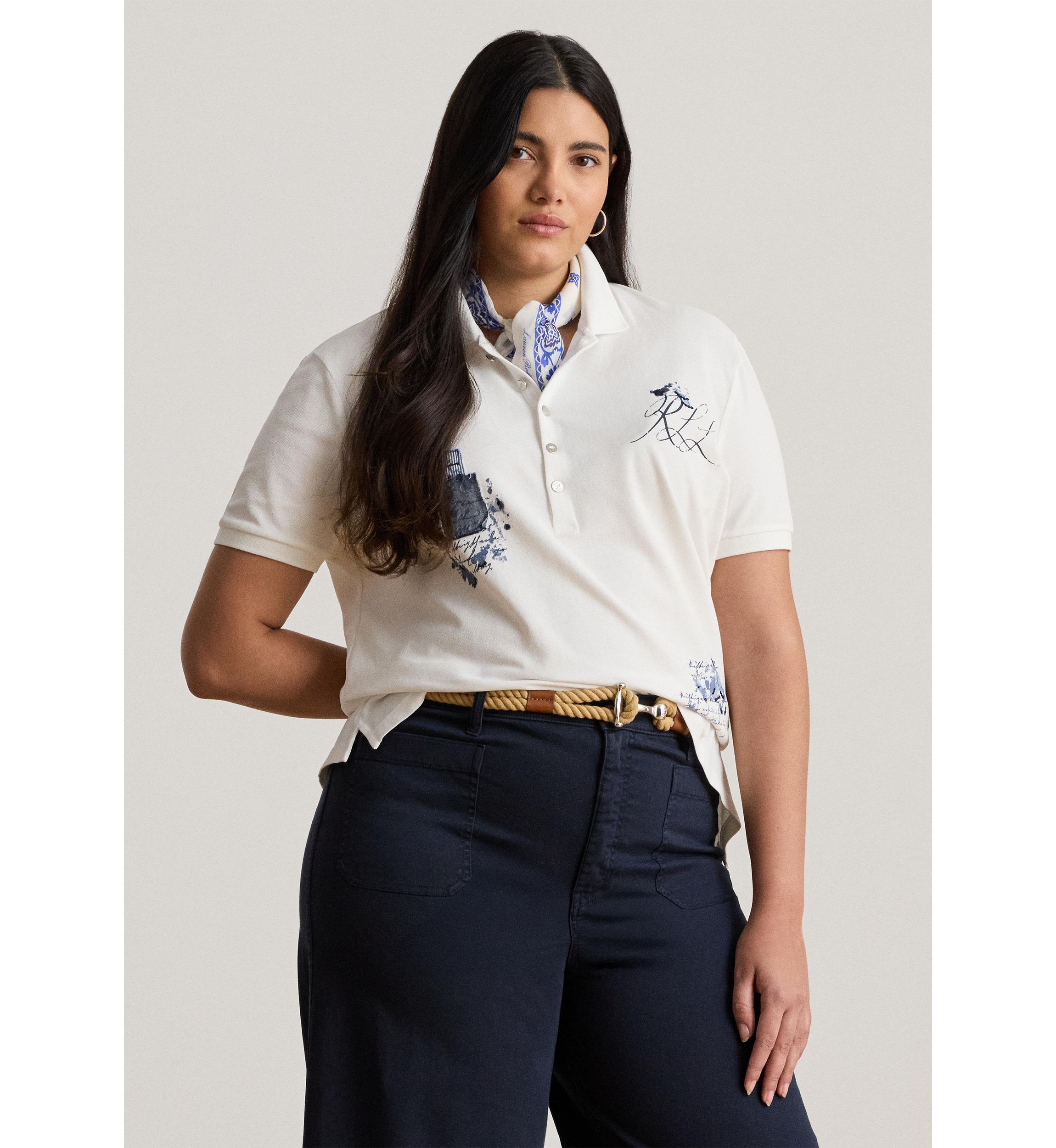 Womens Patchwork Piqué Polo Shirt