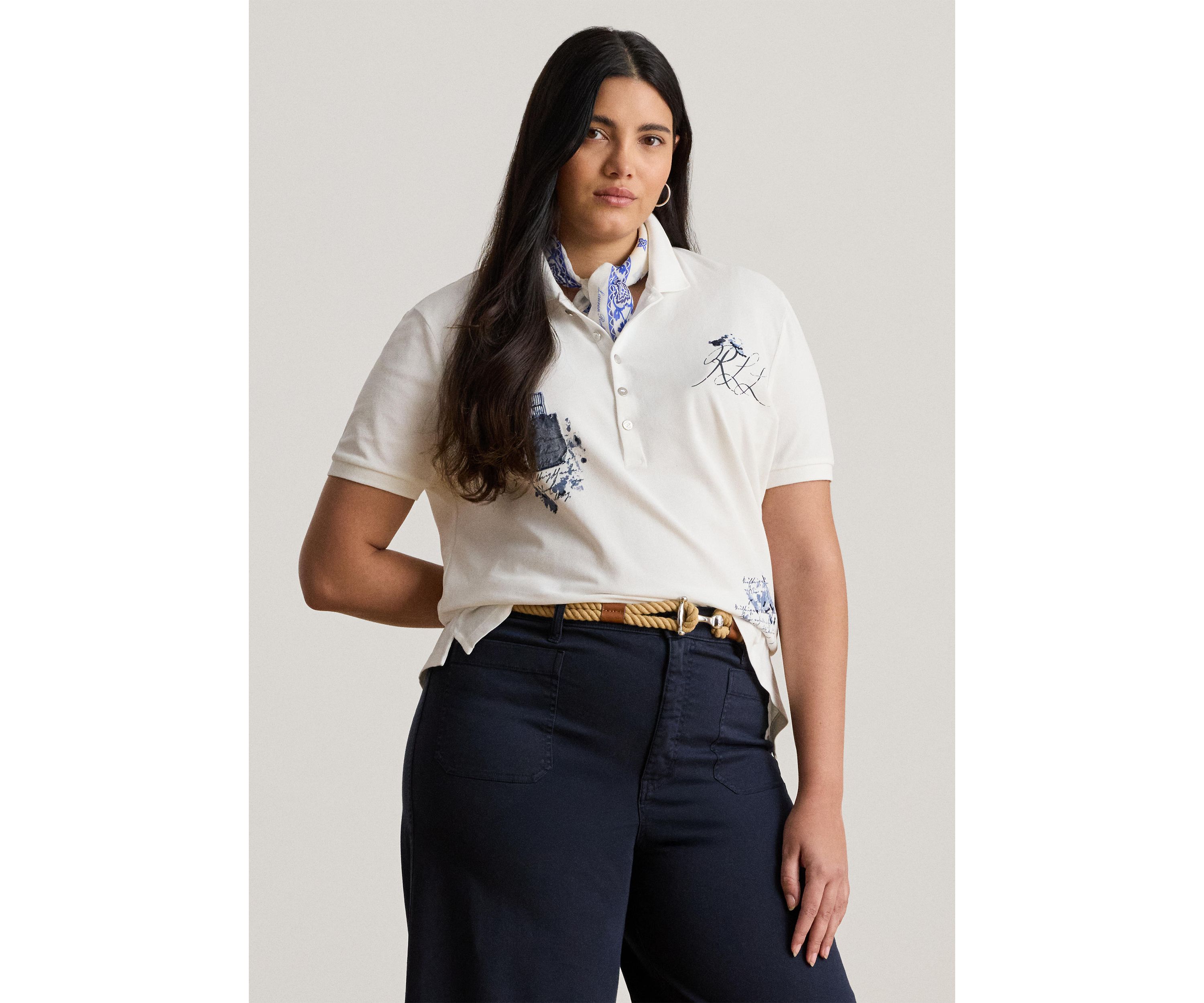 Womens Patchwork Piqué Polo Shirt