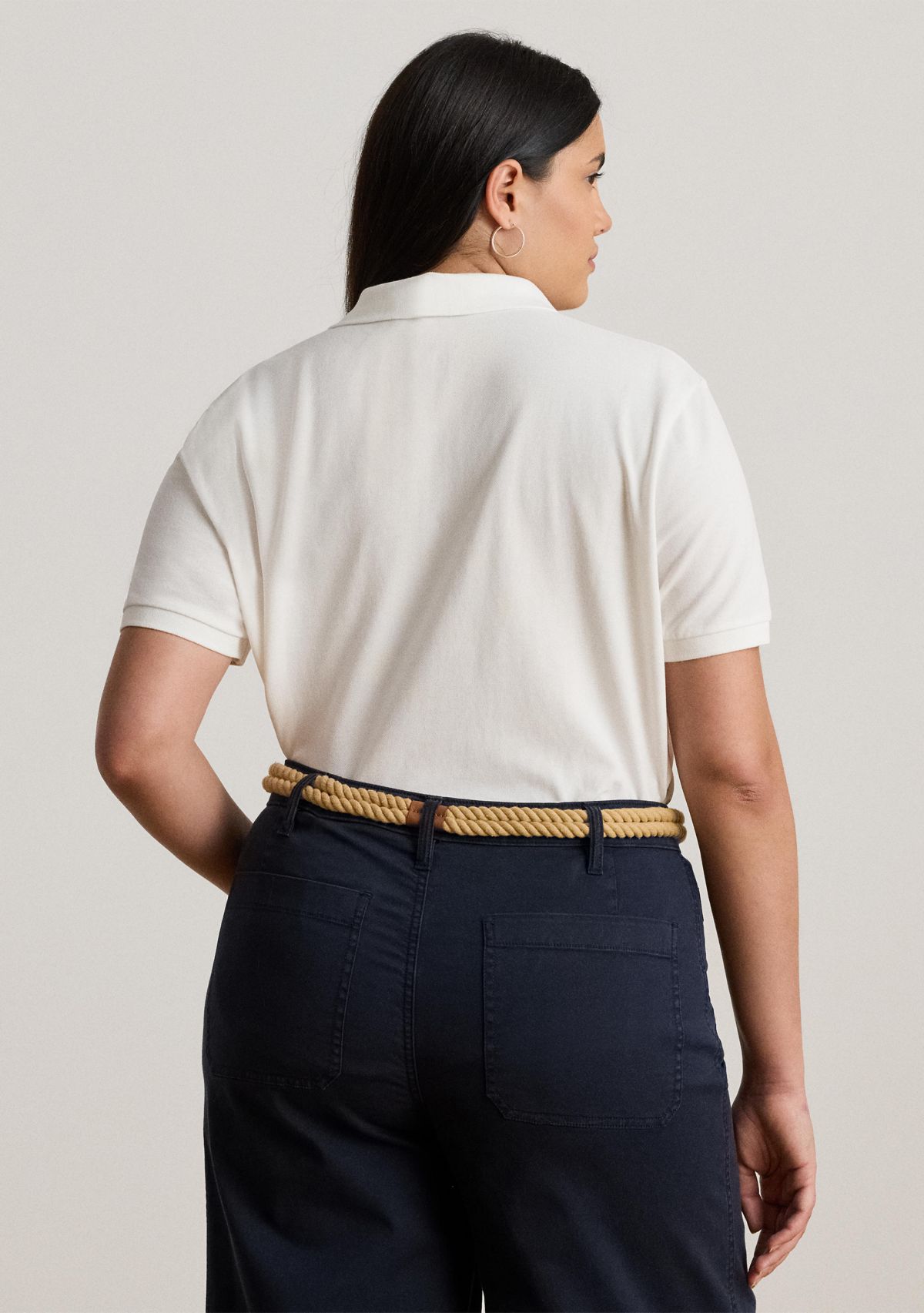 Plus Size Patchwork Piqué Polo Shirt