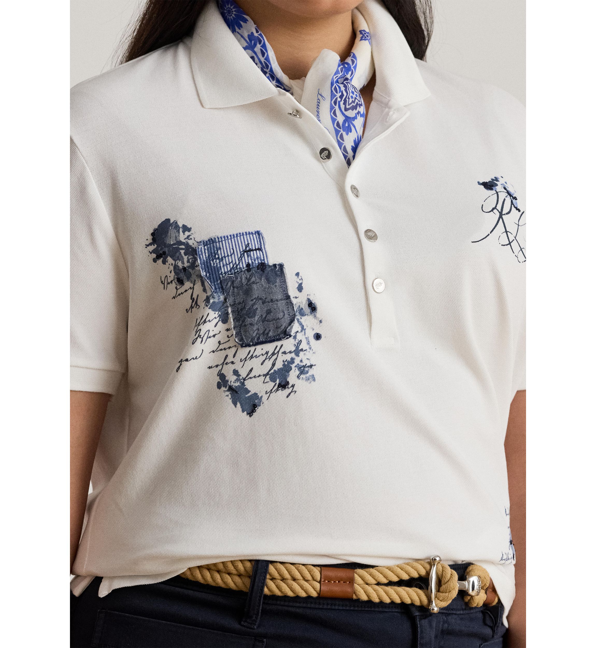 Womens Patchwork Piqué Polo Shirt