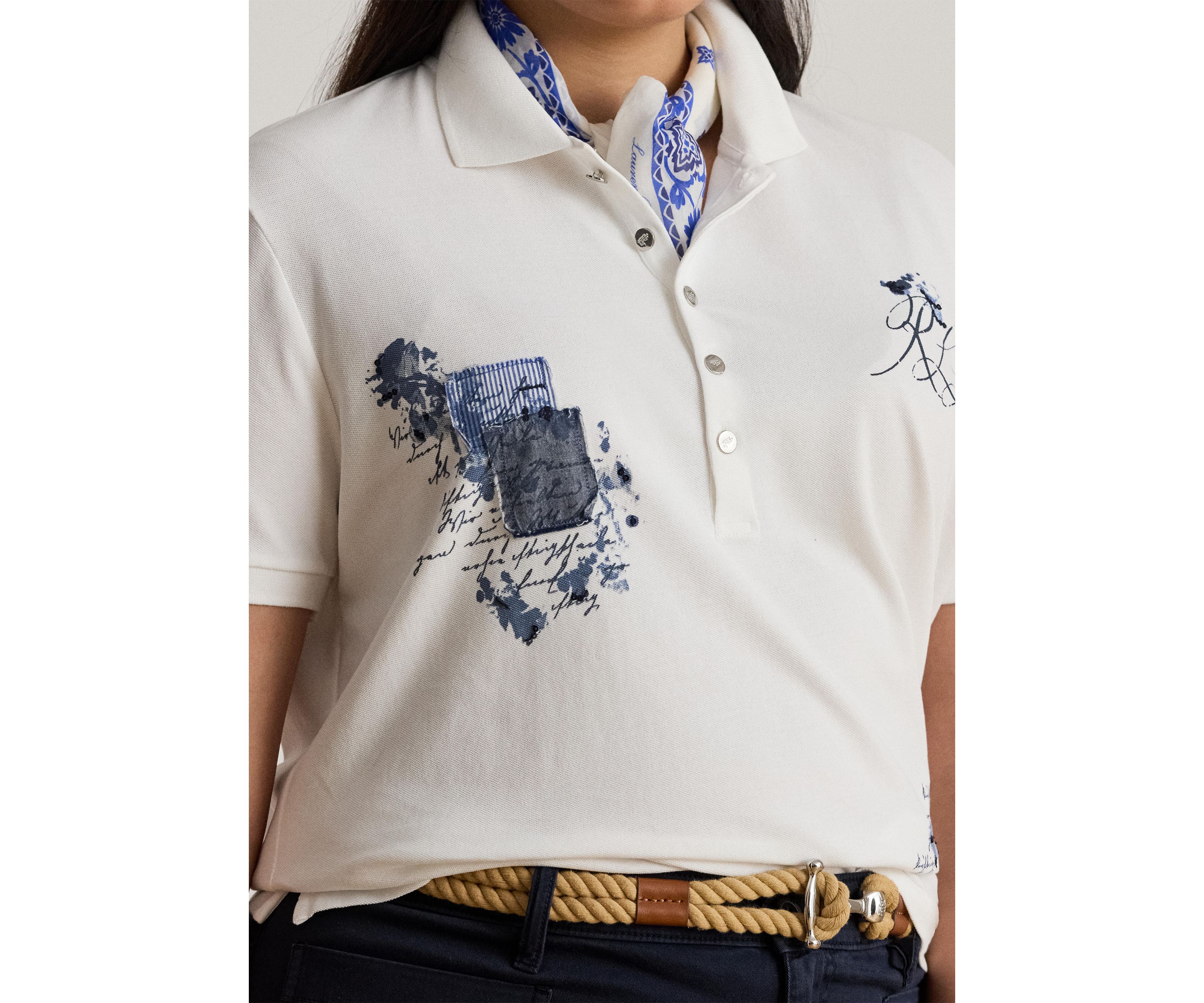 Womens Patchwork Piqué Polo Shirt