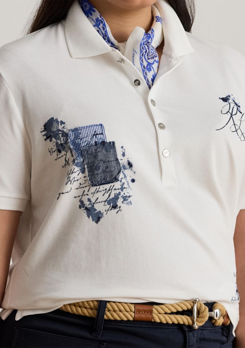 Womens Patchwork Piqué Polo Shirt