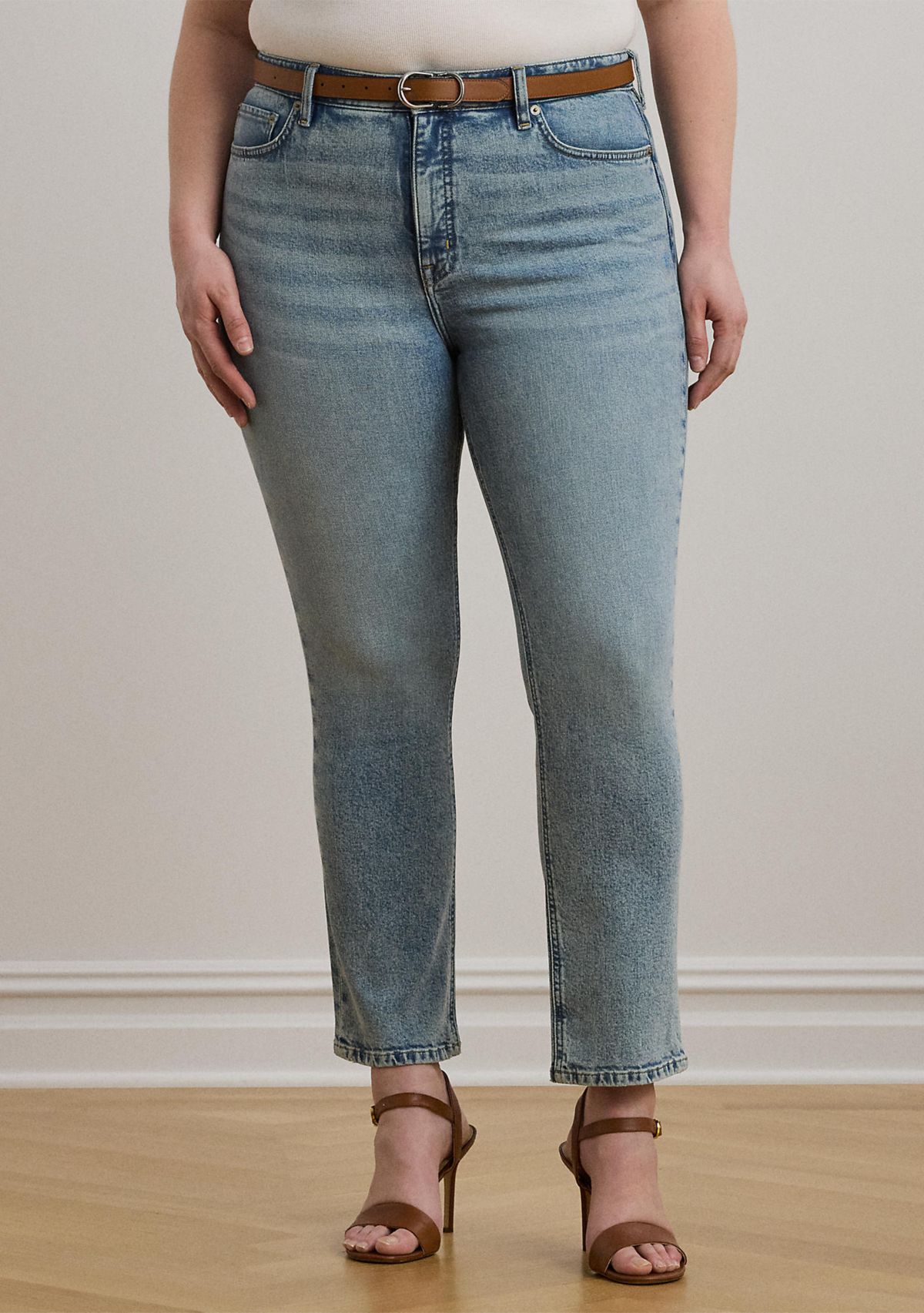 Plus Size High-Rise Straight Ankle Jeans