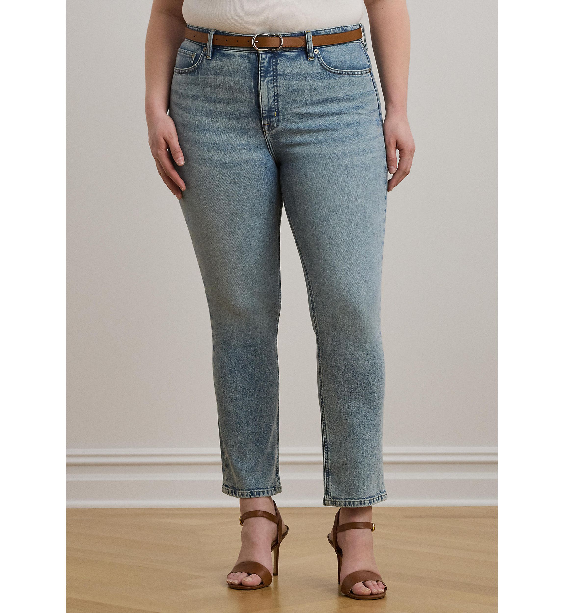 High-Rise Straight Ankle Jeans