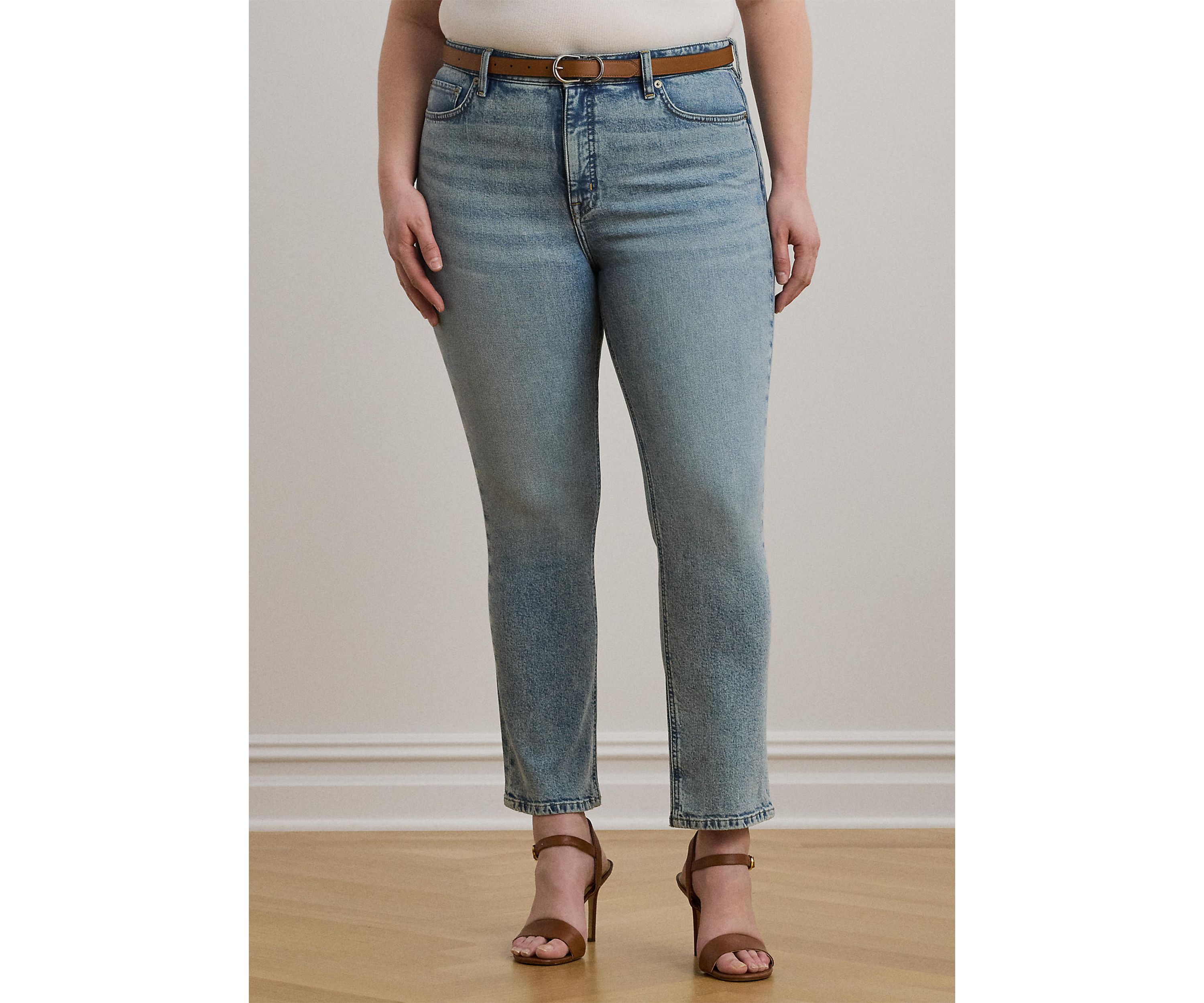 High-Rise Straight Ankle Jeans