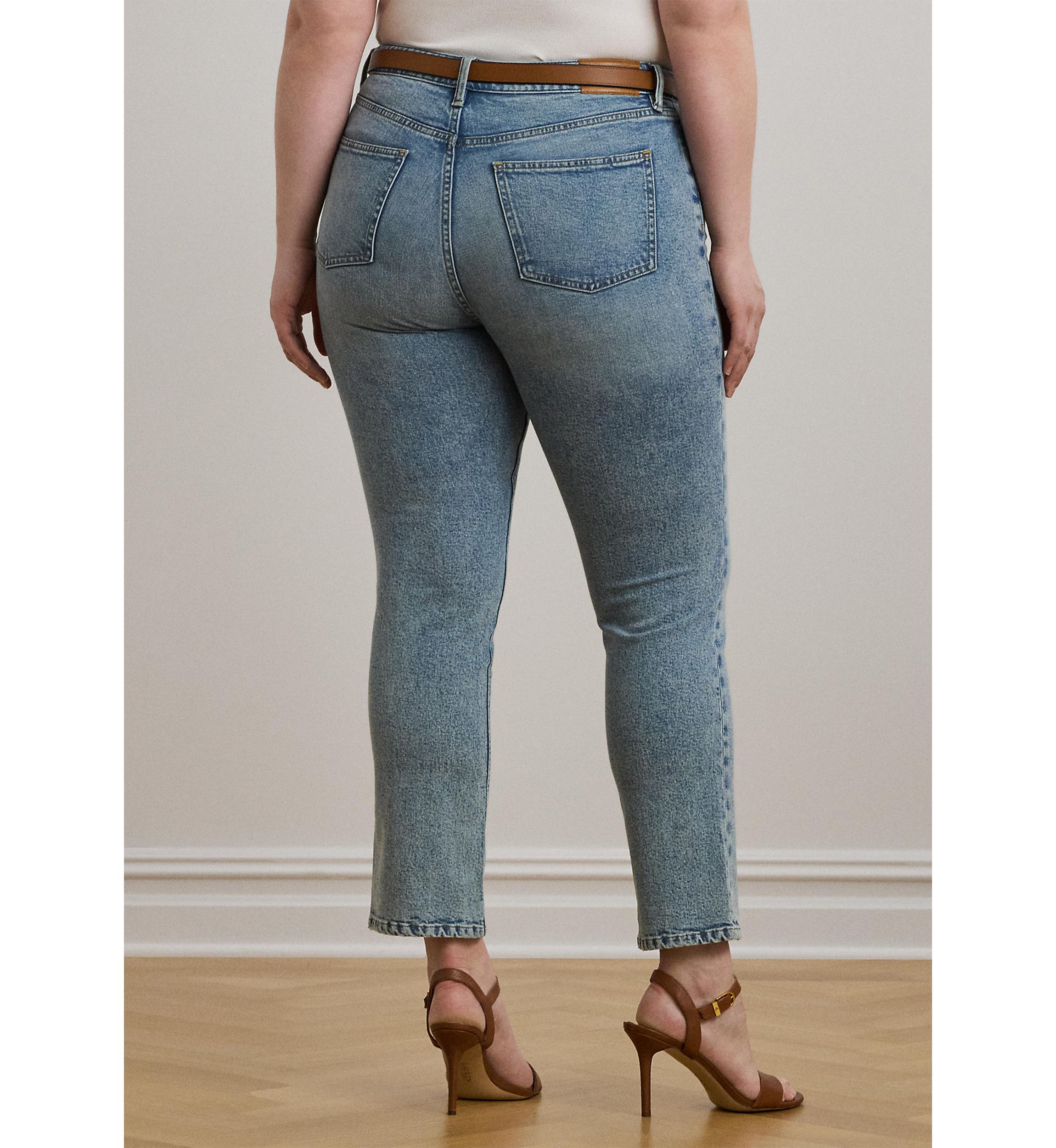 High-Rise Straight Ankle Jeans