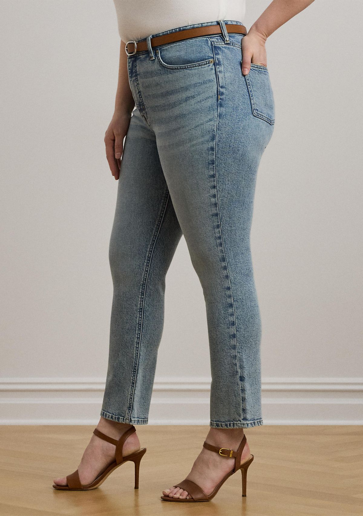 Plus Size High-Rise Straight Ankle Jeans