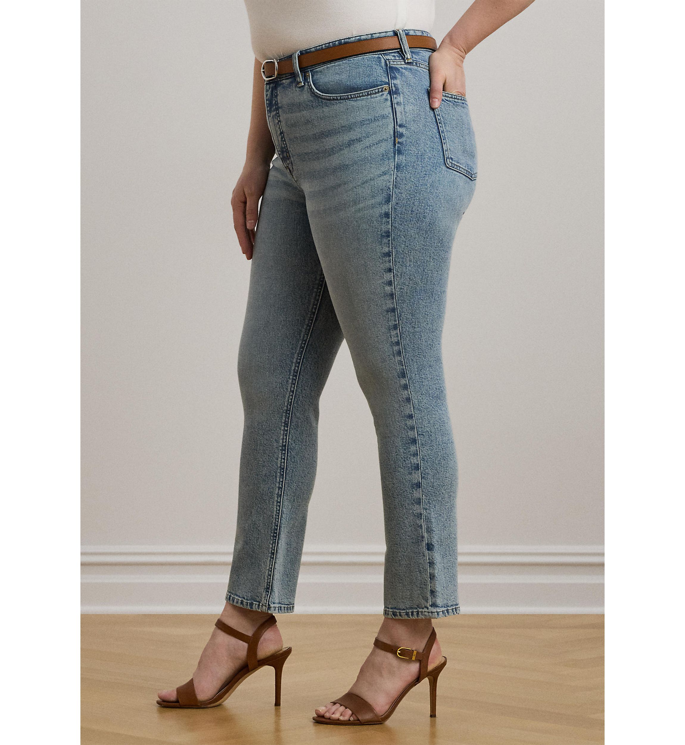 High-Rise Straight Ankle Jeans
