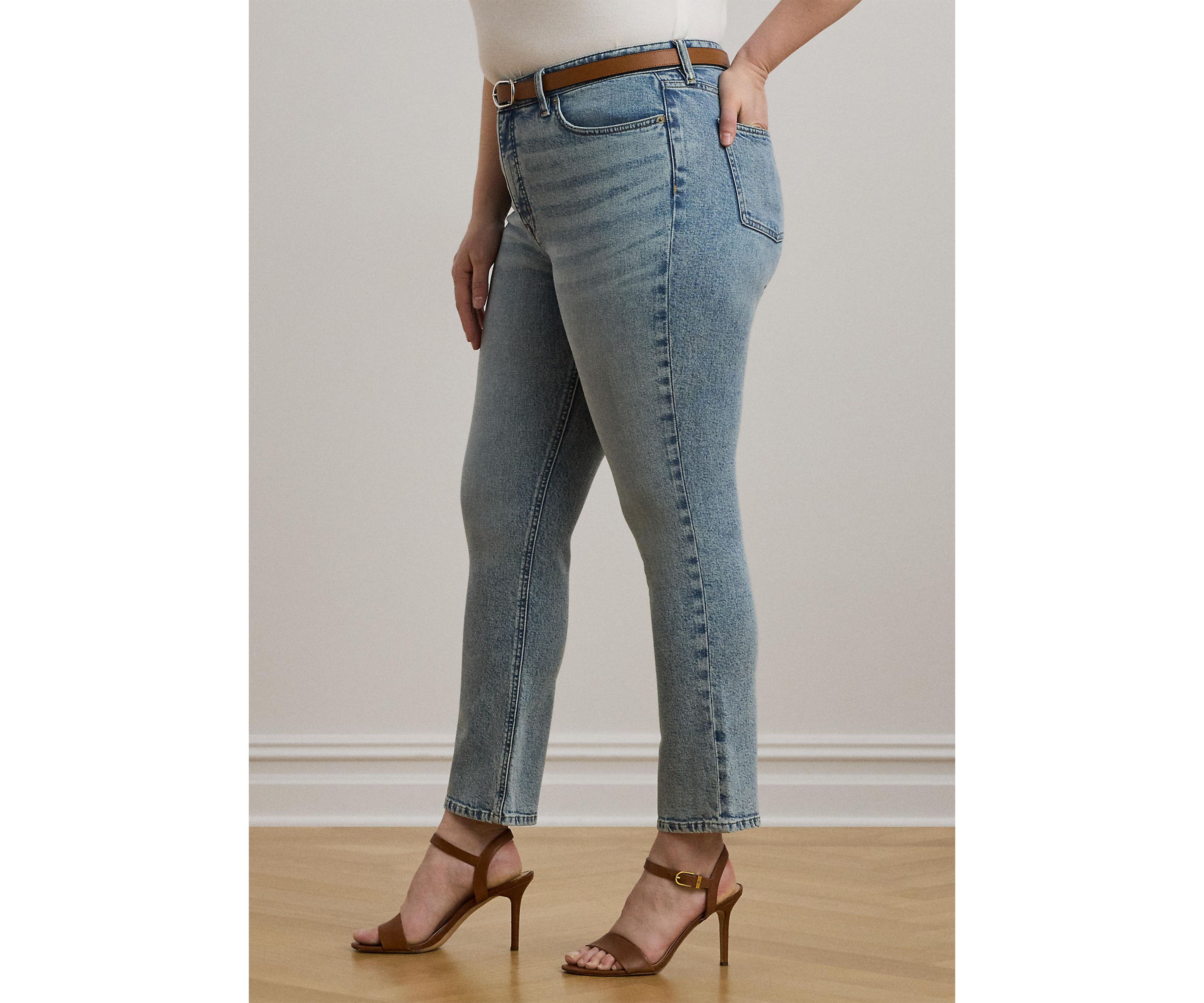 High-Rise Straight Ankle Jeans