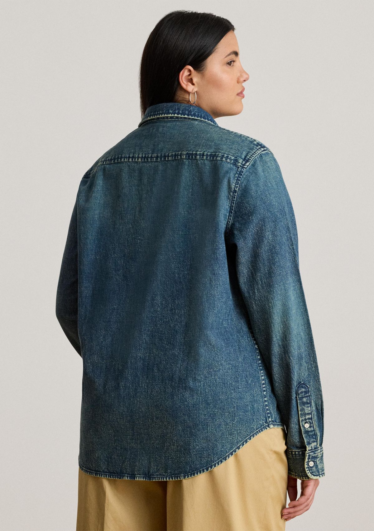 Plus Size Classic Fit Denim Shirt