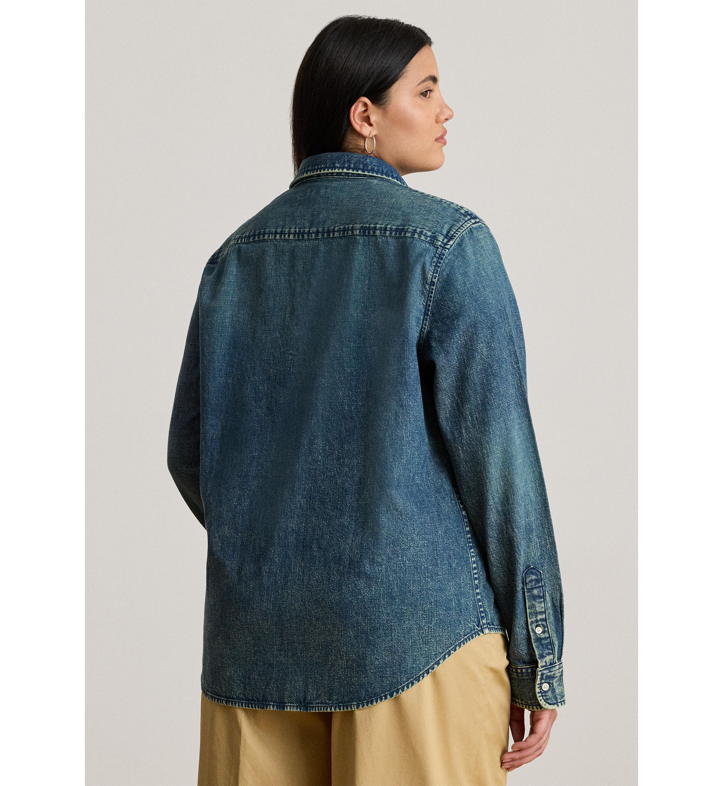 Plus Size Classic Fit Denim Shirt