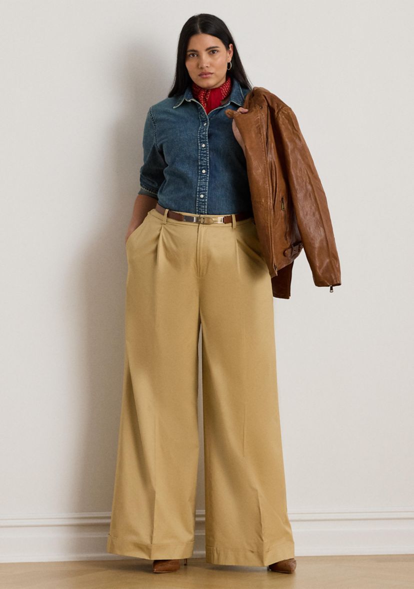 Plus Size Classic Fit Denim Shirt