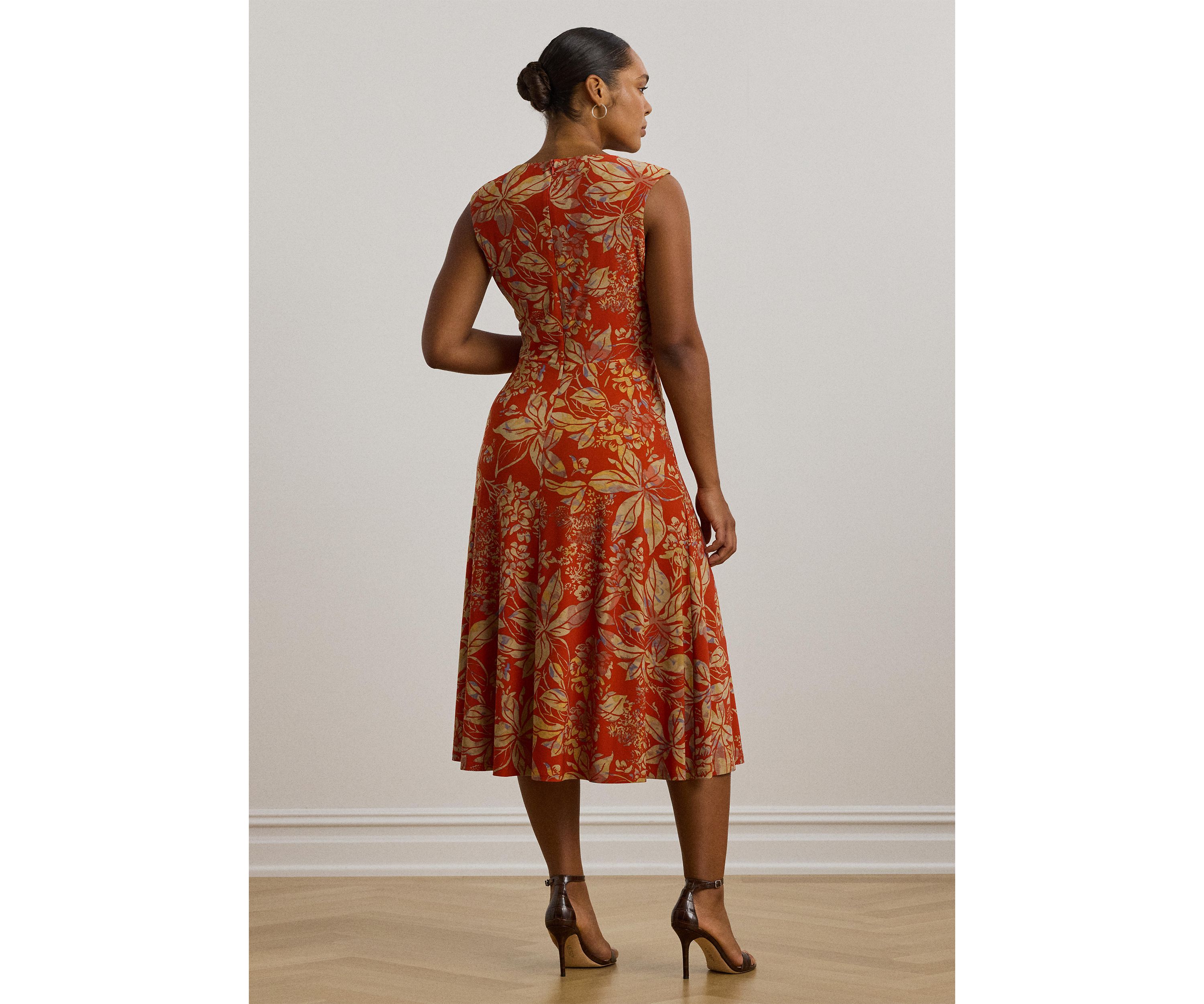 Plus Size Floral Twist Front Stretch Jersey Dress