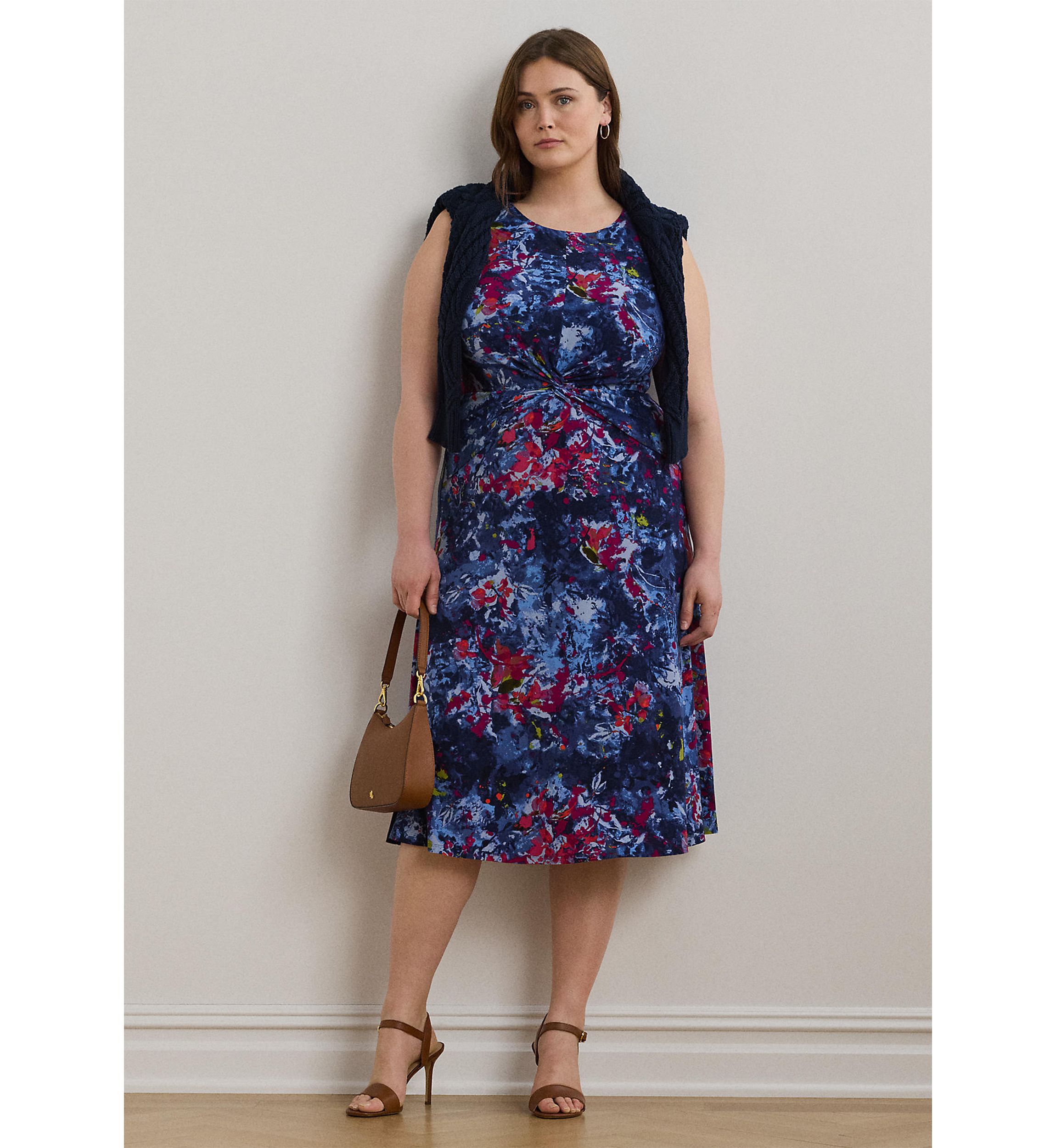 Print Twist-Front Jersey Dress