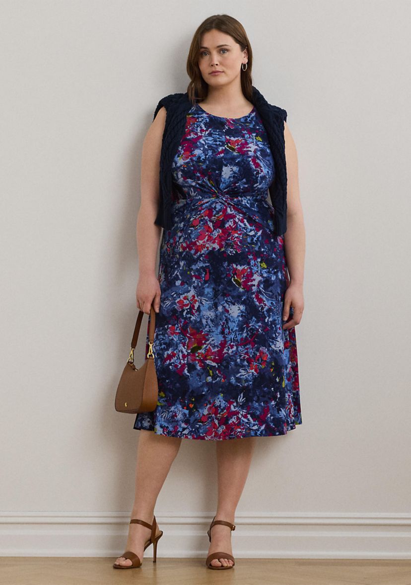 Print Twist-Front Jersey Dress