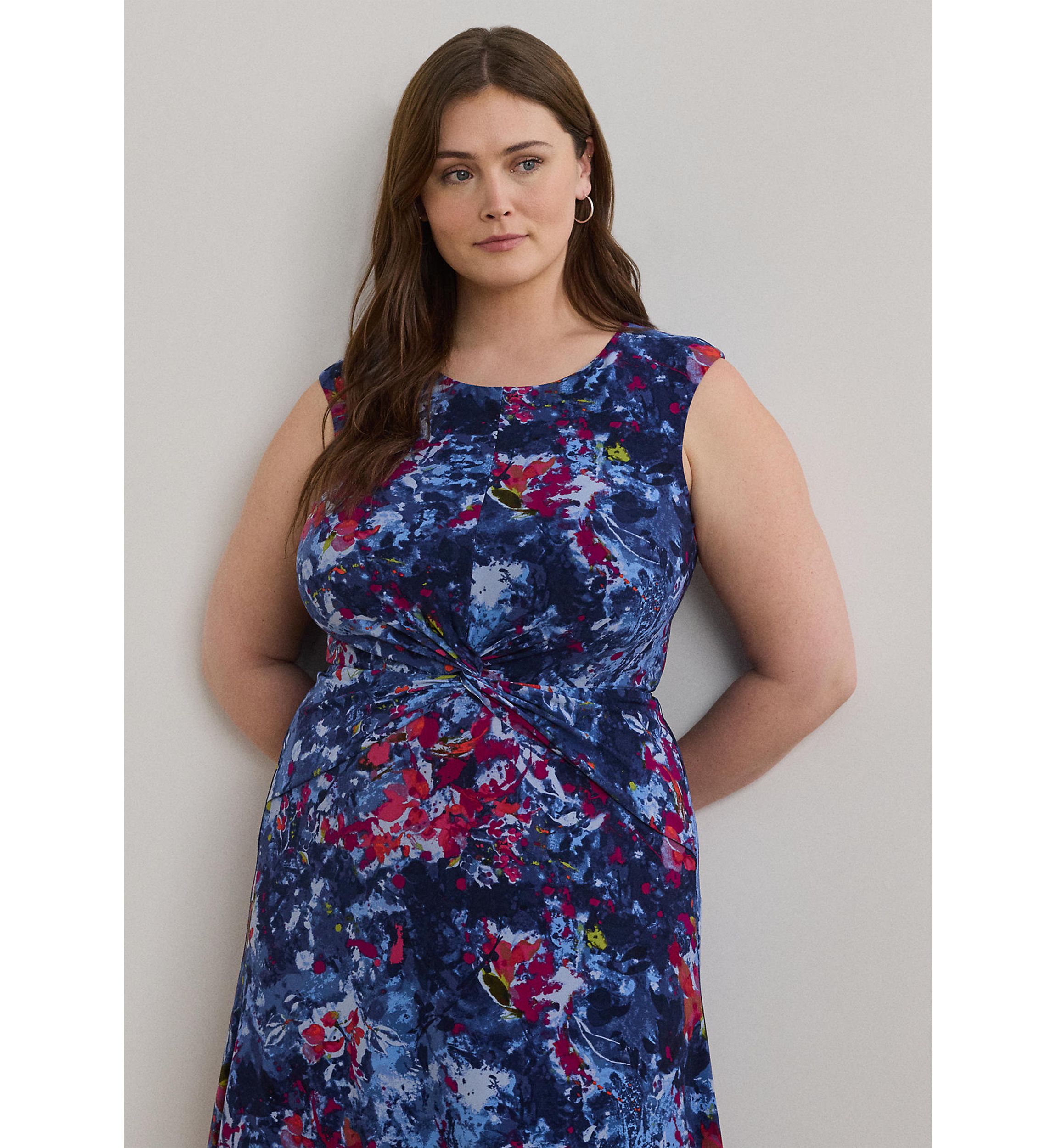 Print Twist-Front Jersey Dress