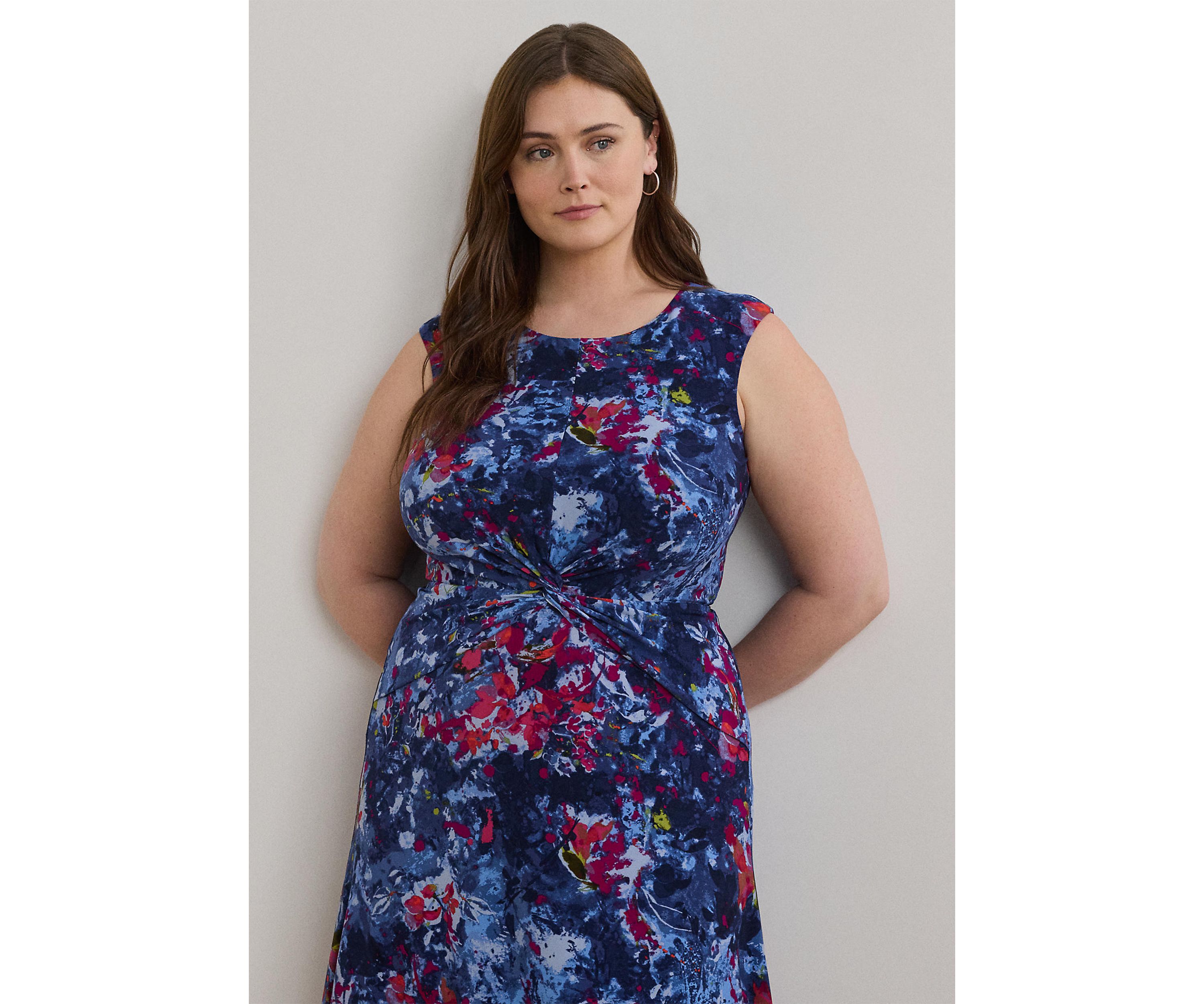 Print Twist-Front Jersey Dress