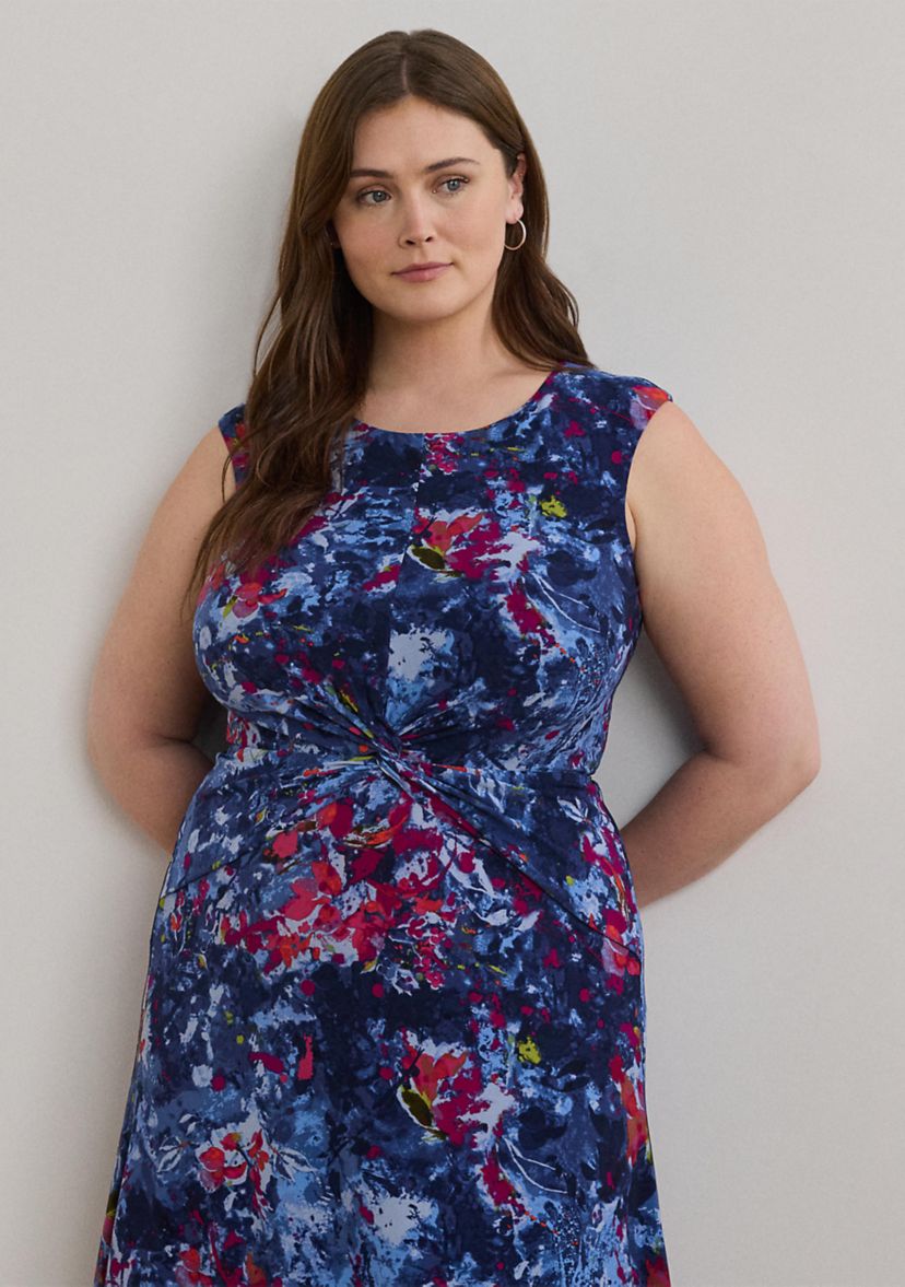 Print Twist-Front Jersey Dress