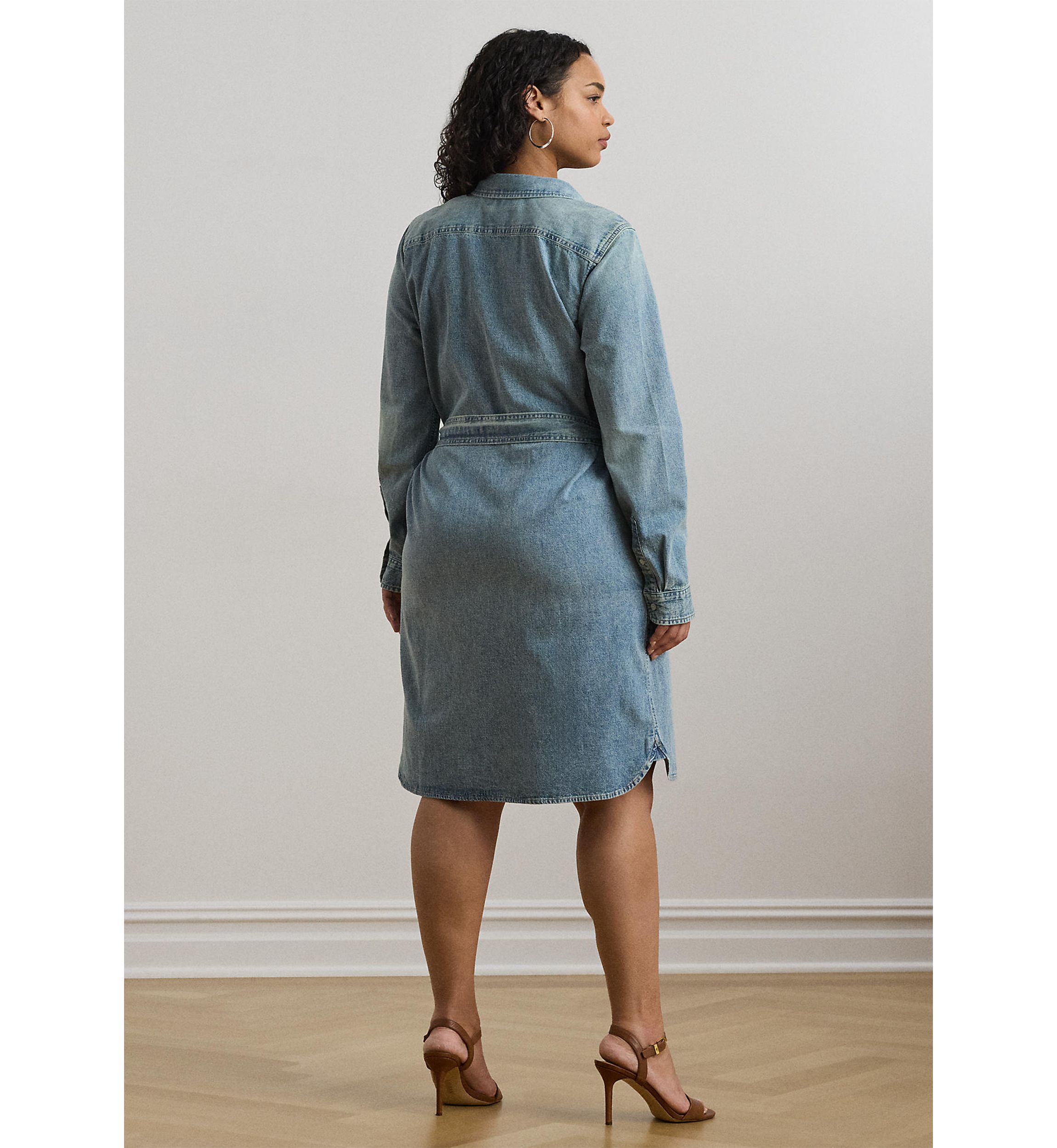 Plus Size Belted Denim Shirtdress