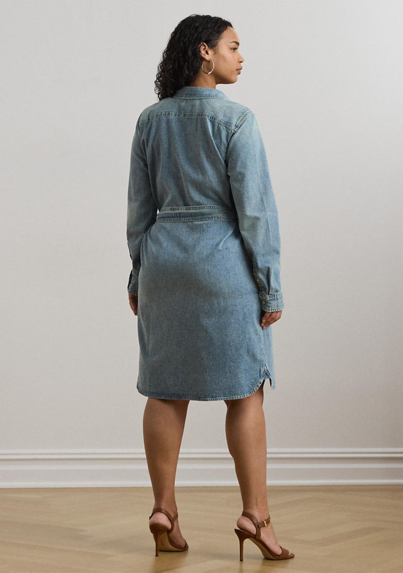 Plus Size Belted Denim Shirtdress