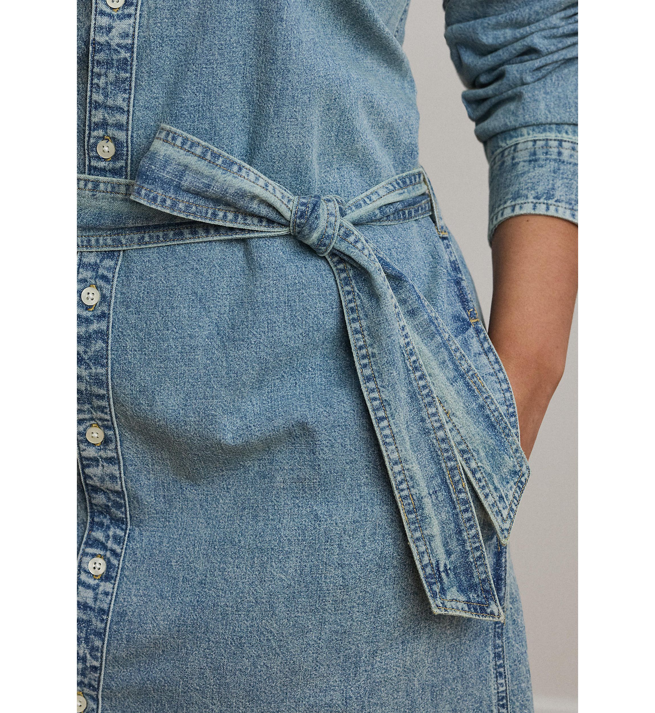 Plus Size Belted Denim Shirtdress