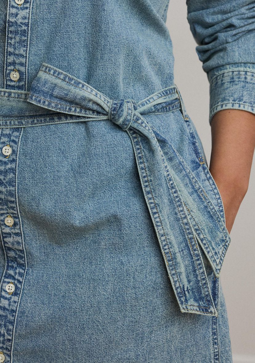 Plus Size Belted Denim Shirtdress