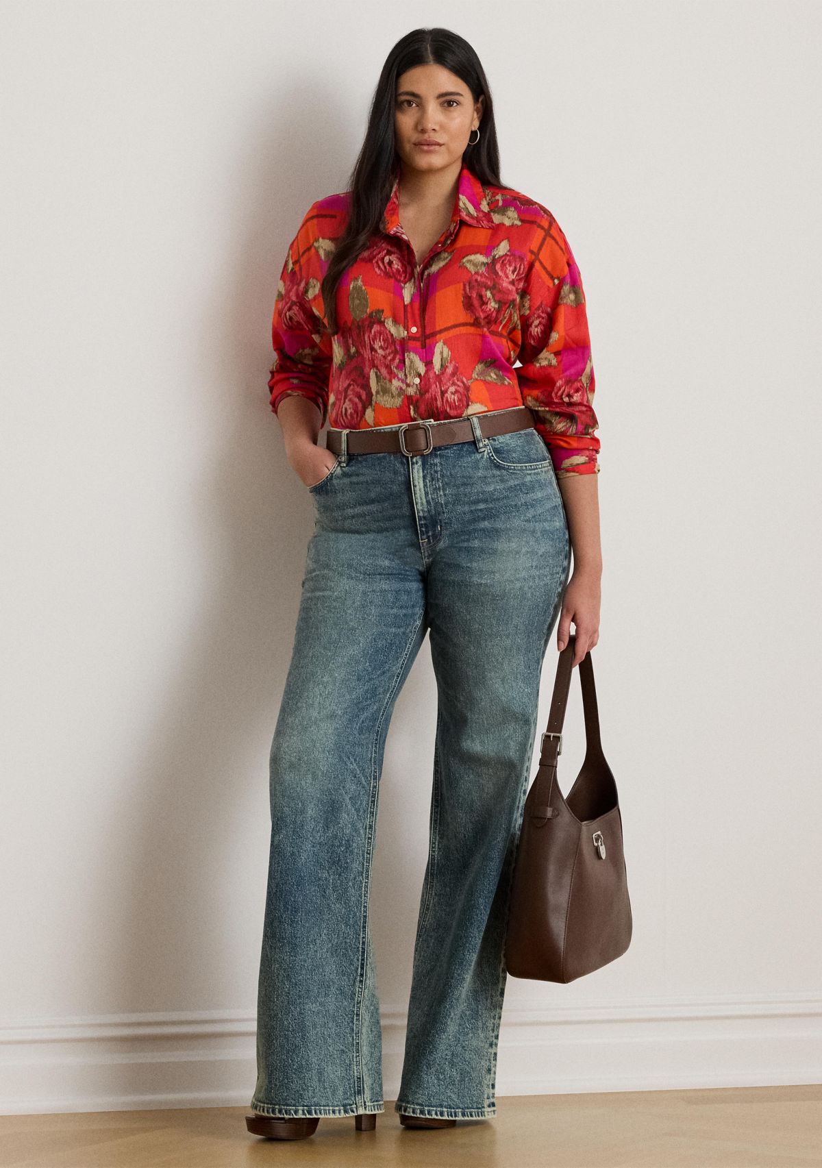Plus Size Relaxed Fit Floral Linen Shirt