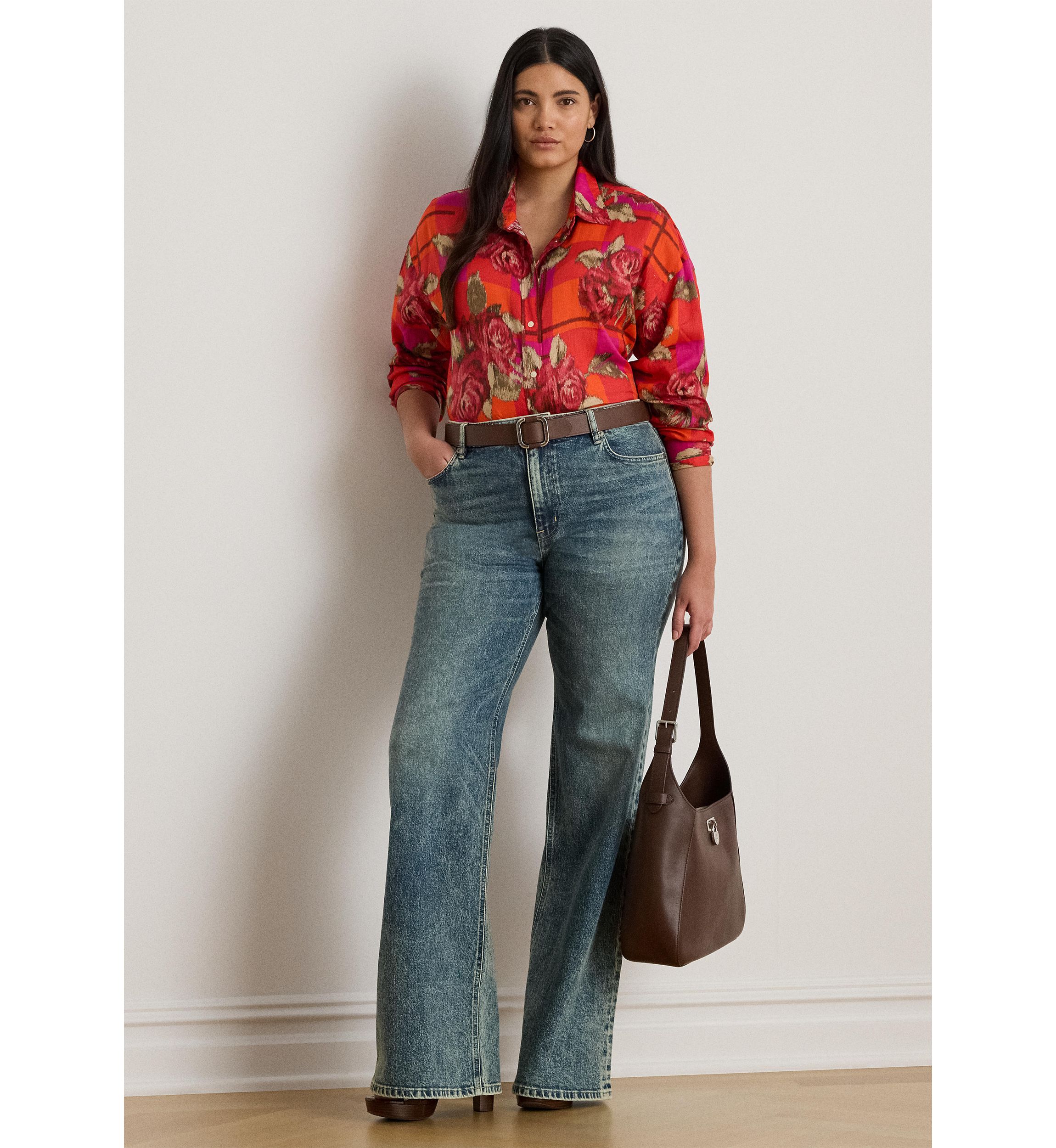Plus Size Relaxed Fit Floral Linen Shirt