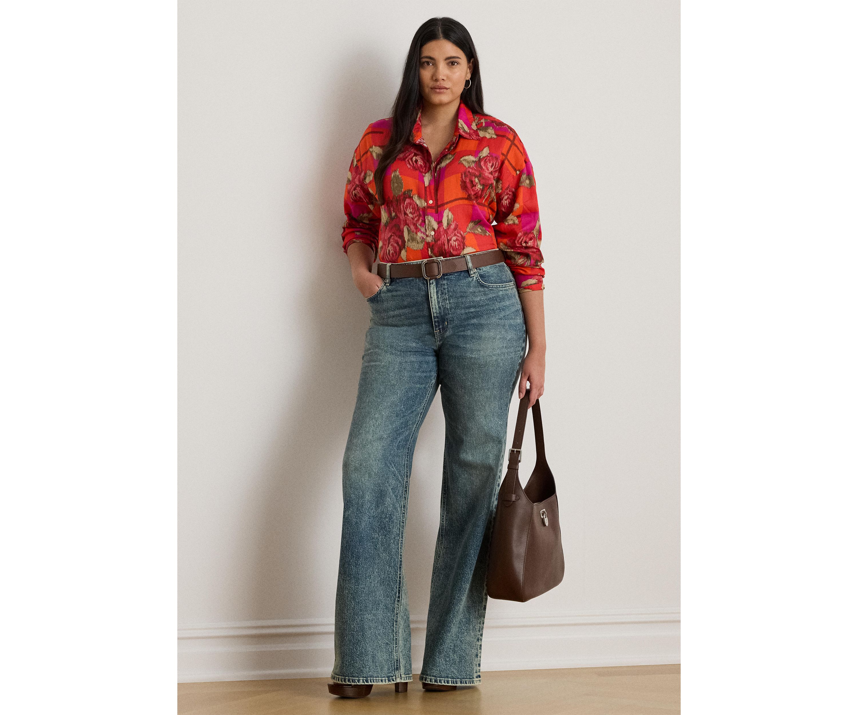 Plus Size Relaxed Fit Floral Linen Shirt