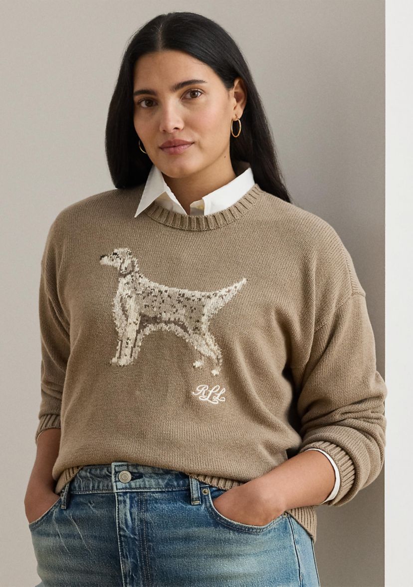Plus Size Intarsia-Knit English Setter Sweater