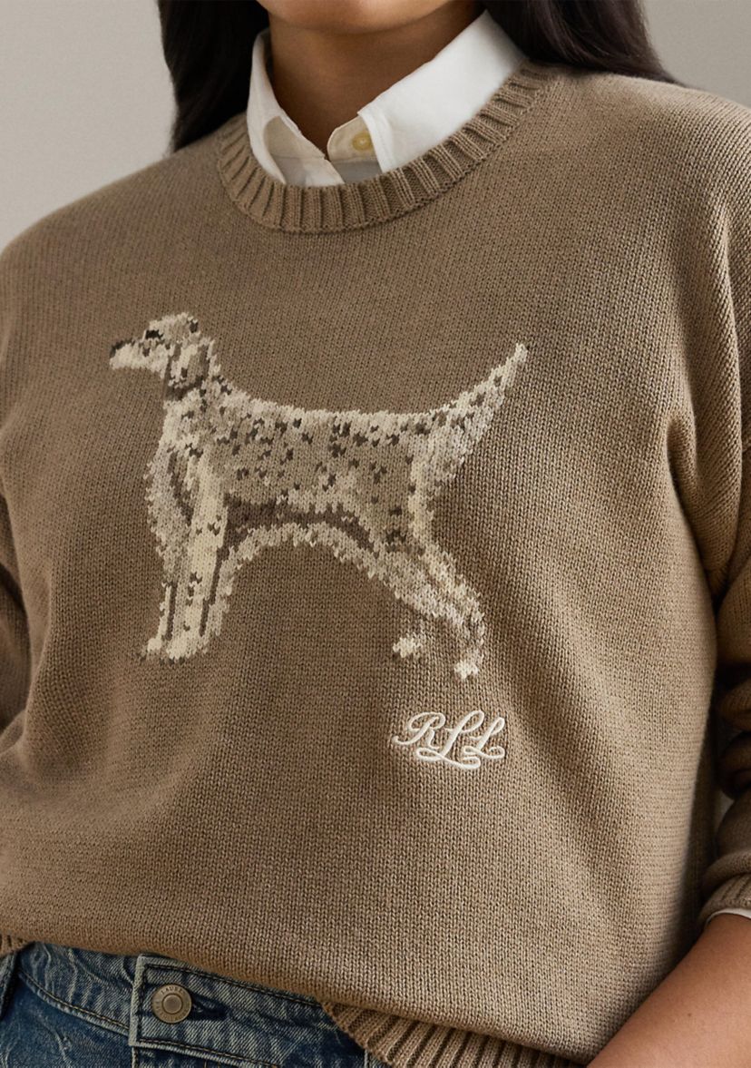 Plus Size Intarsia-Knit English Setter Sweater