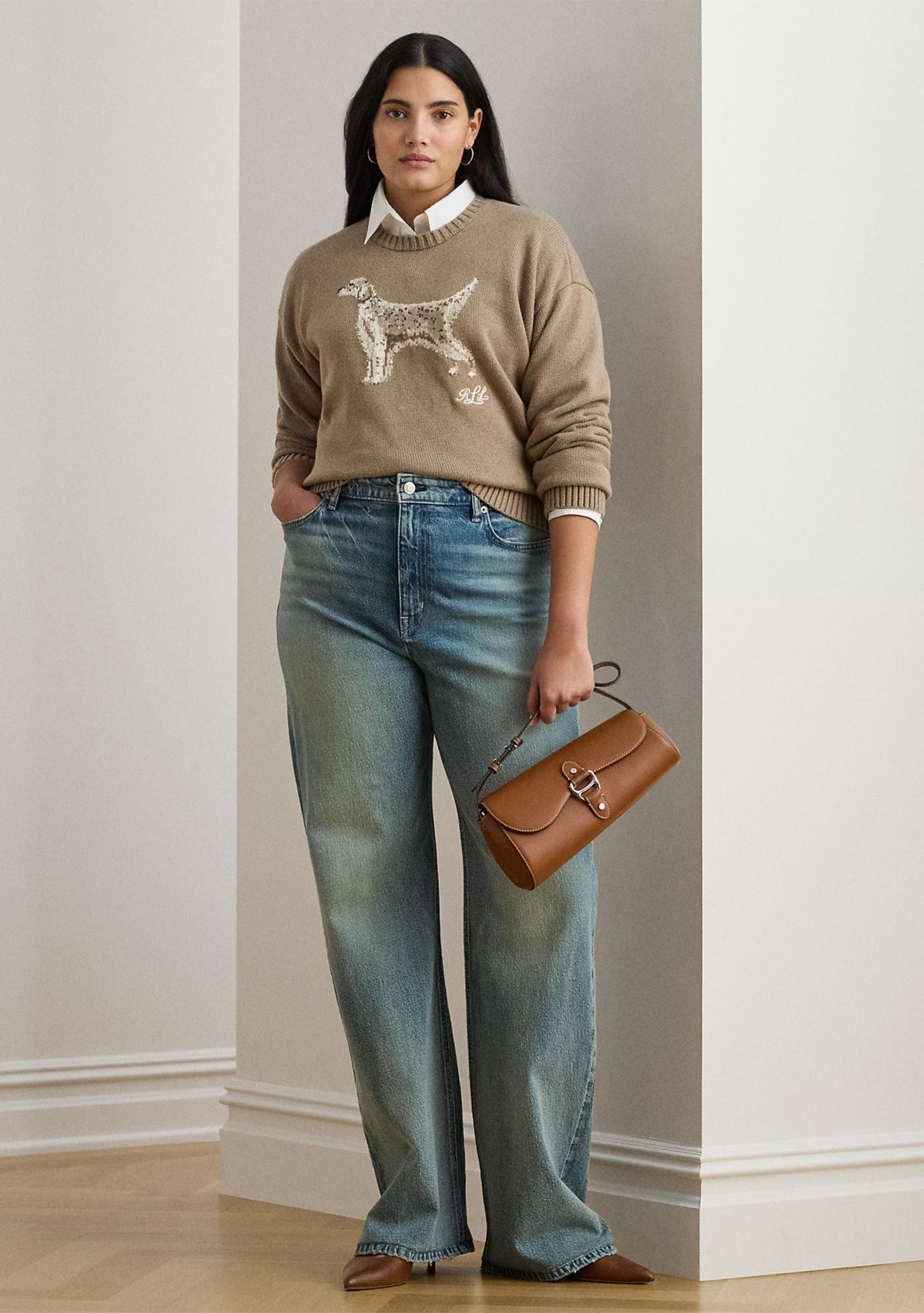 Plus Size Intarsia-Knit English Setter Sweater