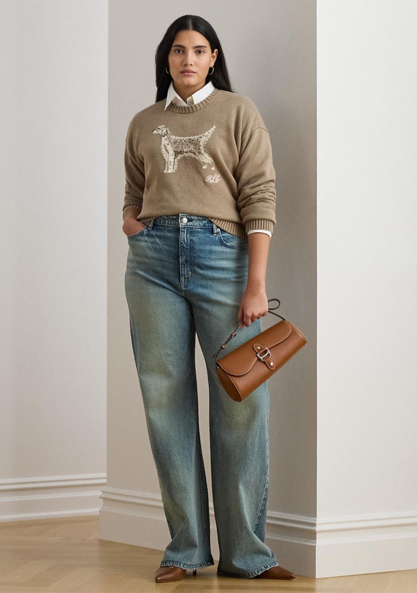 Plus Size Intarsia-Knit English Setter Sweater