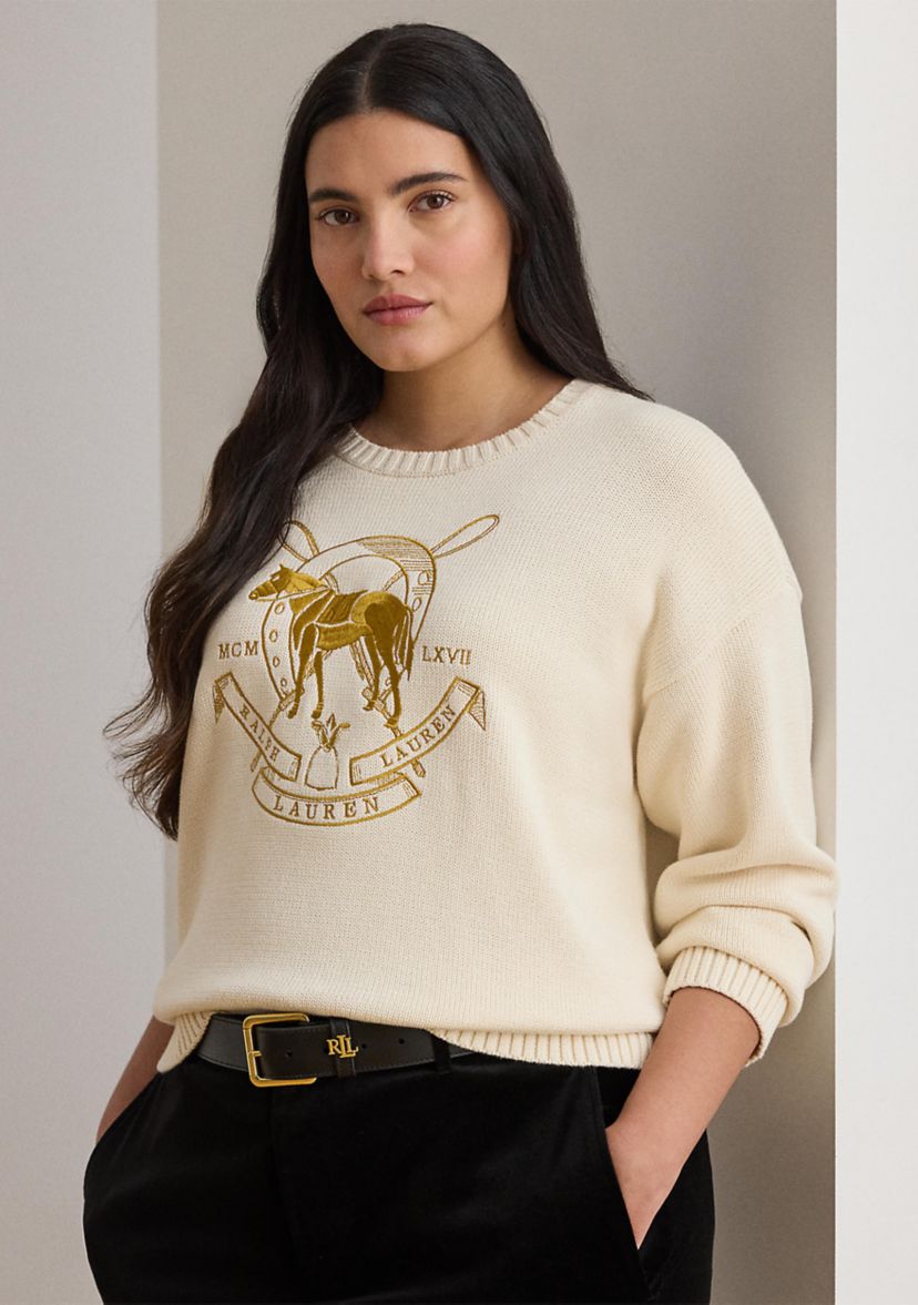 Embroidered Cotton Crewneck Sweater