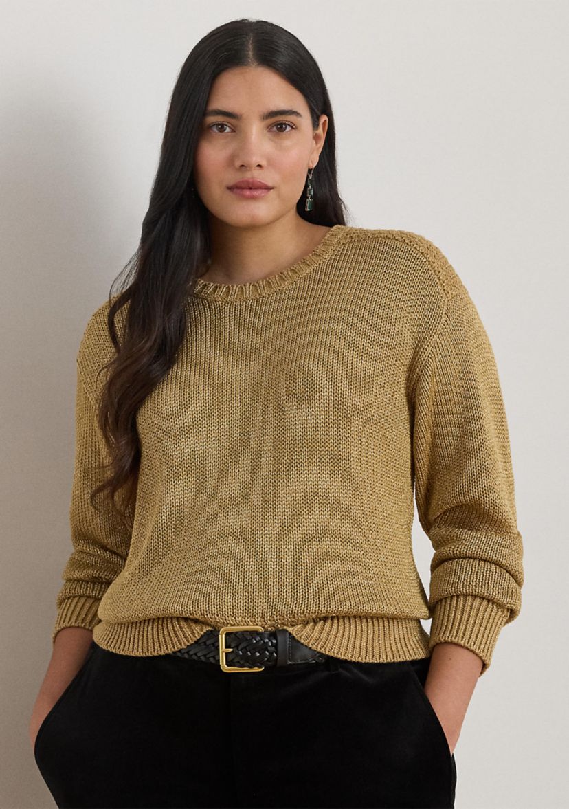 Metallic Cotton-Blend Crewneck Sweater