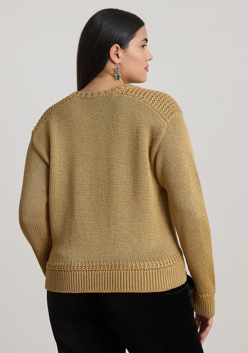 Metallic Cotton-Blend Crewneck Sweater