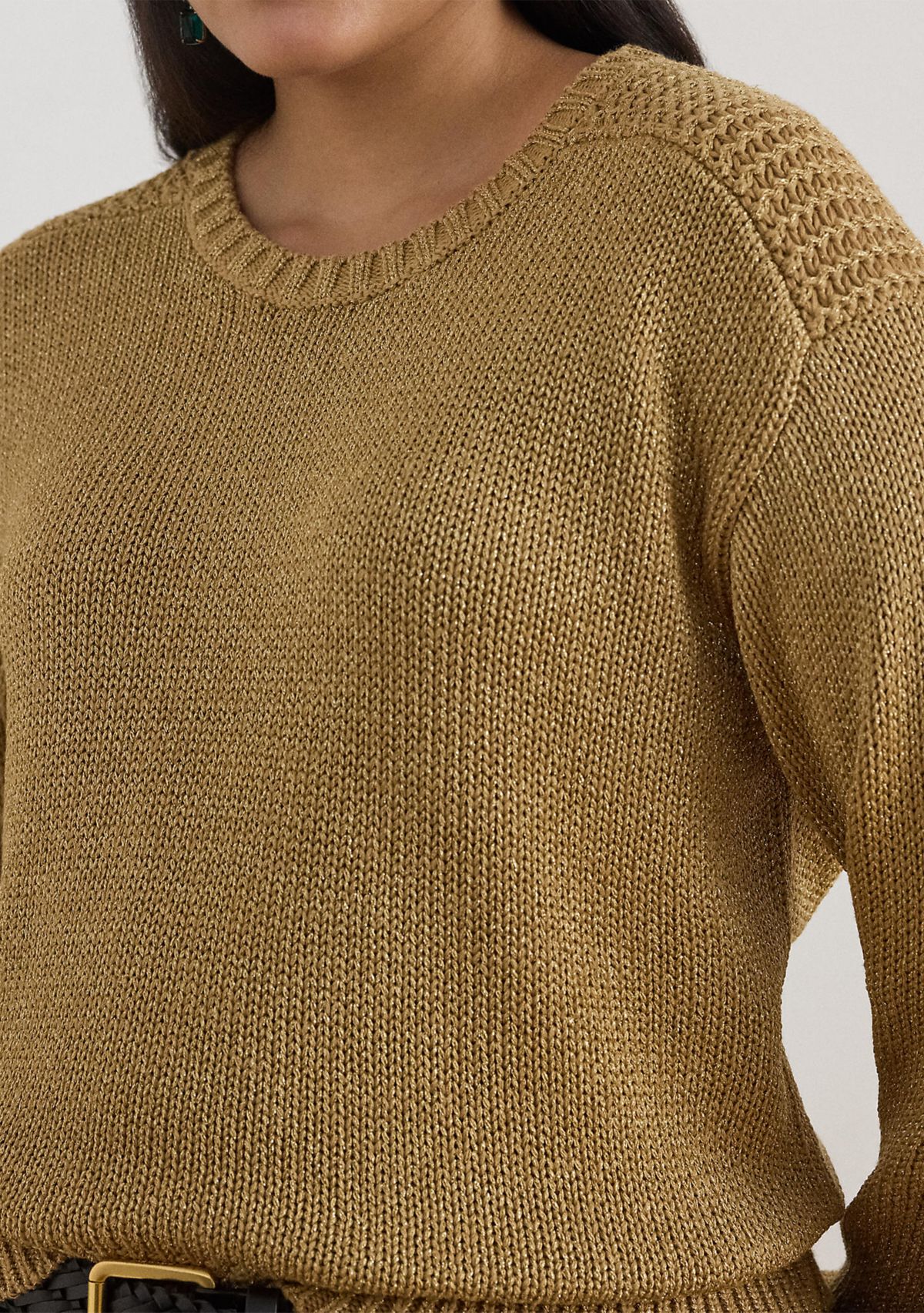 Metallic Cotton-Blend Crewneck Sweater